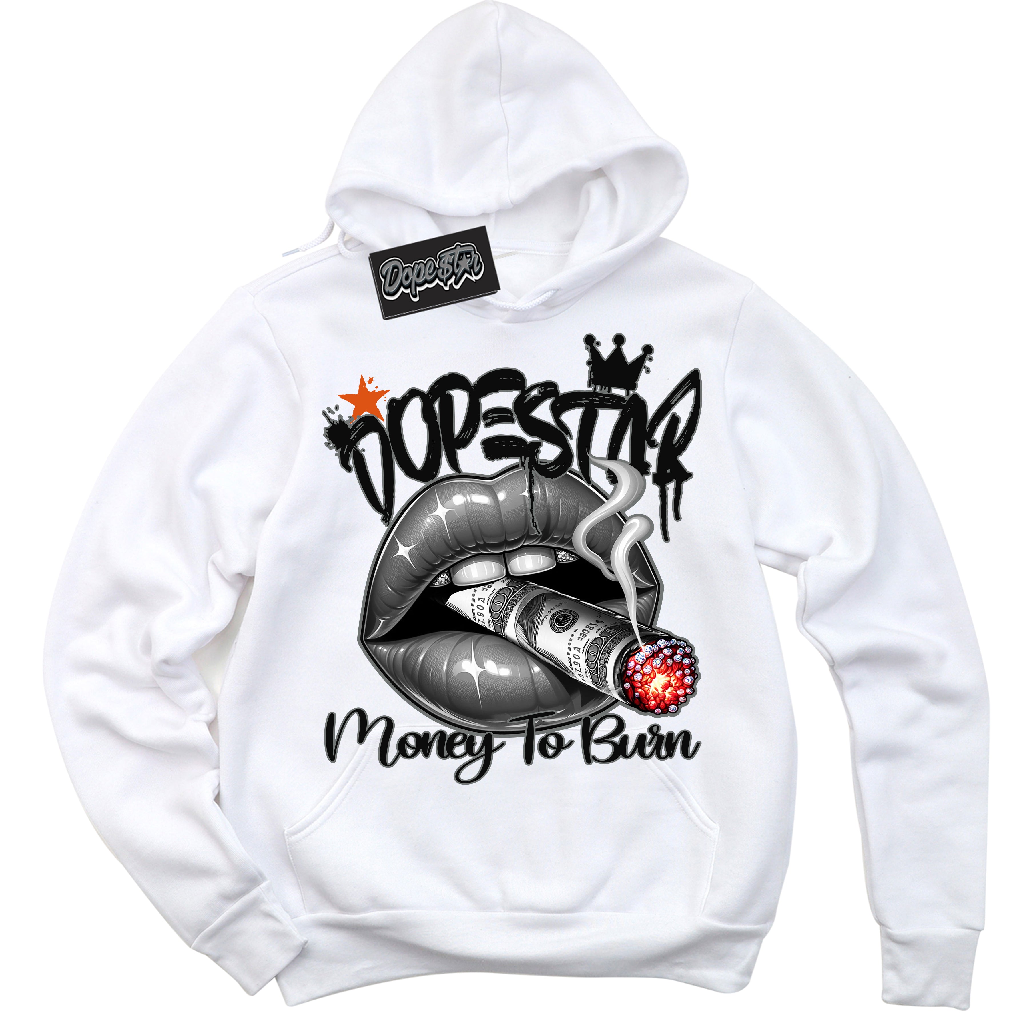 Cool White Hoodie with “ Money To Burn ”  design that Perfectly Matches Fear Pack 3s Sneakers.