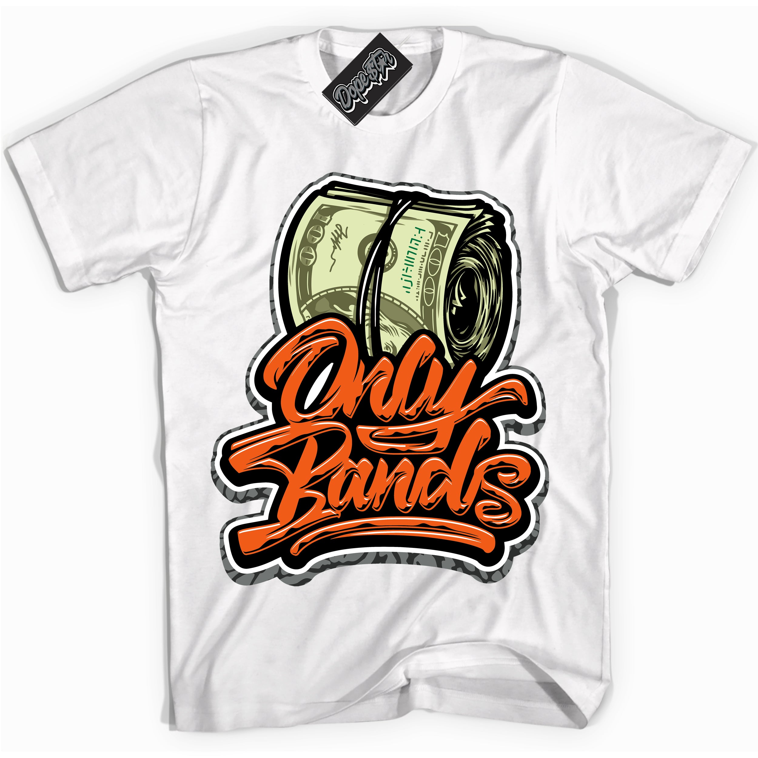 Cool White graphic tee with “ Only Bands ” design, that perfectly matches Fear Pack 3s sneakers 