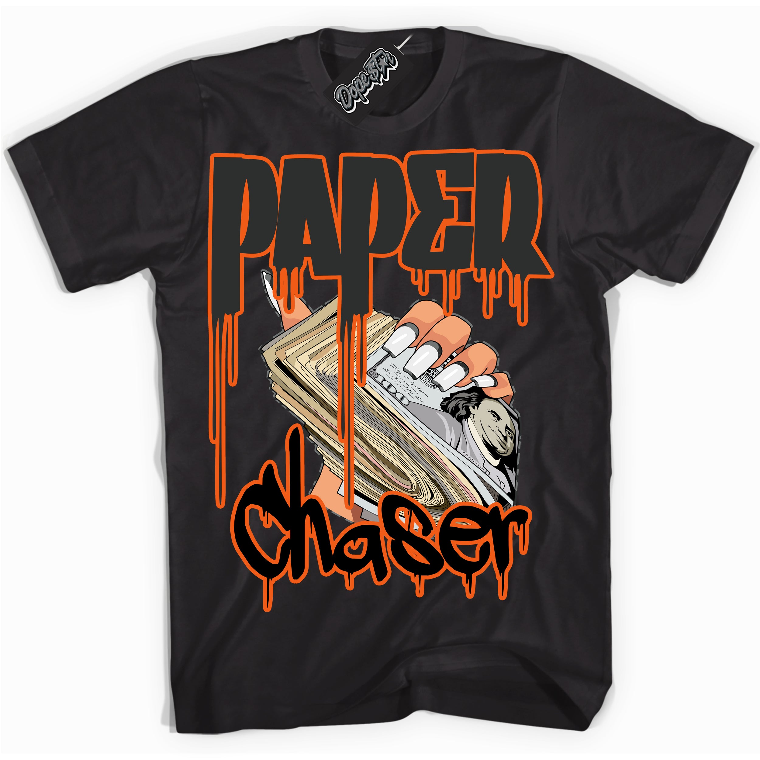 Cool Black graphic tee with “ Paper Chaser ” design, that perfectly matches Fear Pack 3s sneakers 