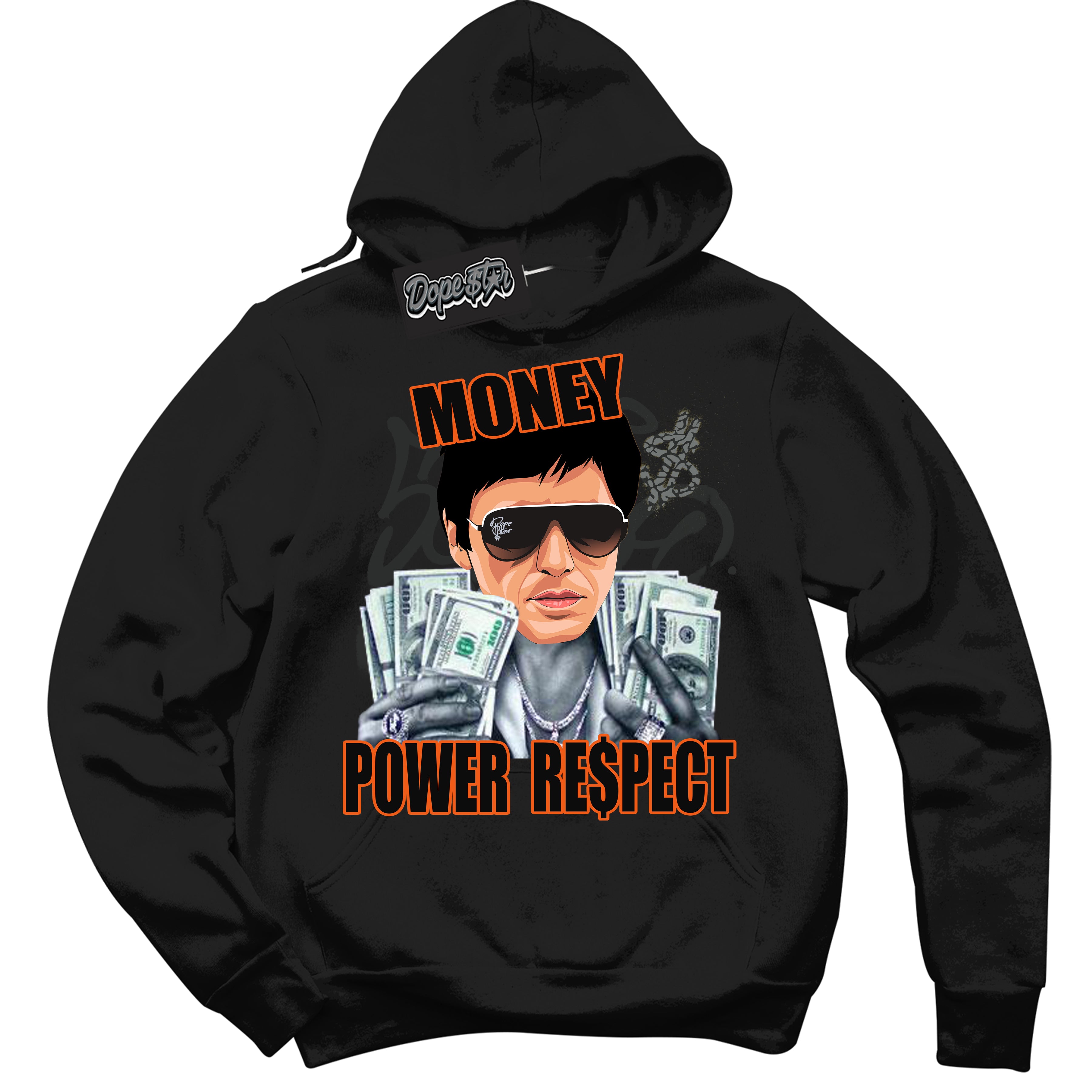 Cool Black Graphic DopeStar Hoodie with “ Tony Montana “ print, that perfectly matches Fear Pack 3s sneakers