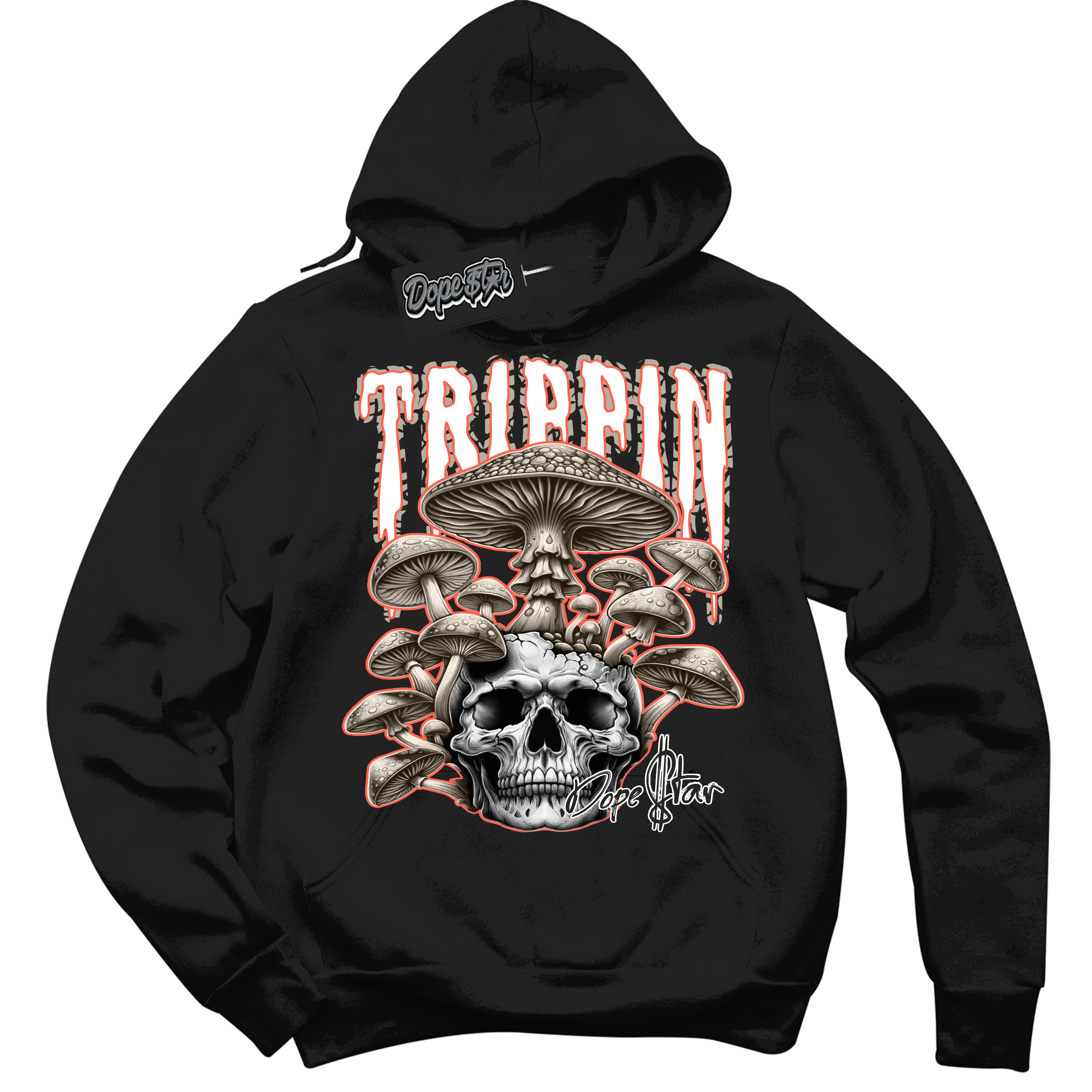 Cool Black Hoodie with “ Trippin”  design that Perfectly Matches Georgia Peach 3s Sneakers.