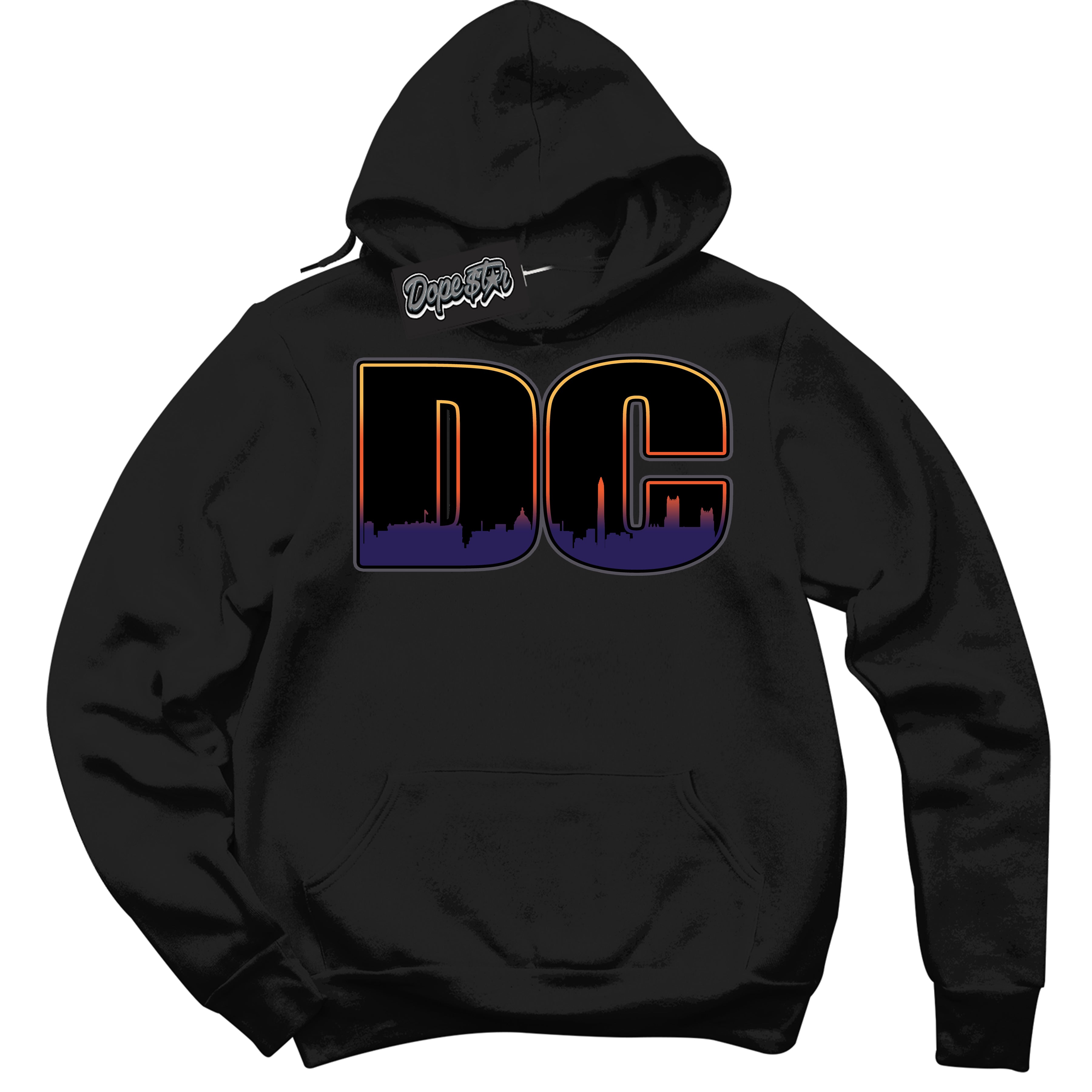 Cool Black Hoodie with “ DC ”  design that Perfectly Matches J Balvin Rio 3s Sneakers.