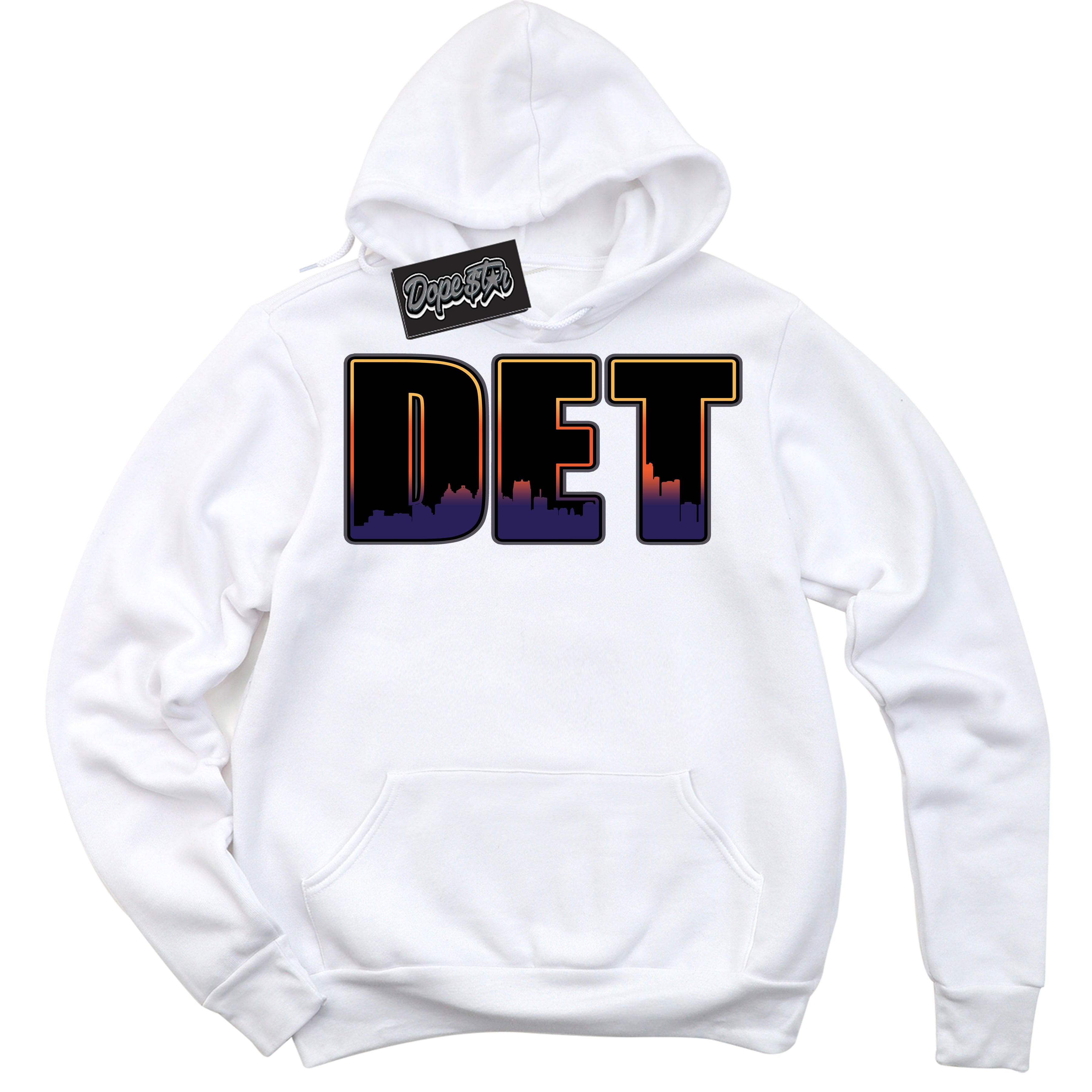 Cool White Hoodie with “ Detroit ”  design that Perfectly Matches J Balvin Rio 3s Sneakers.