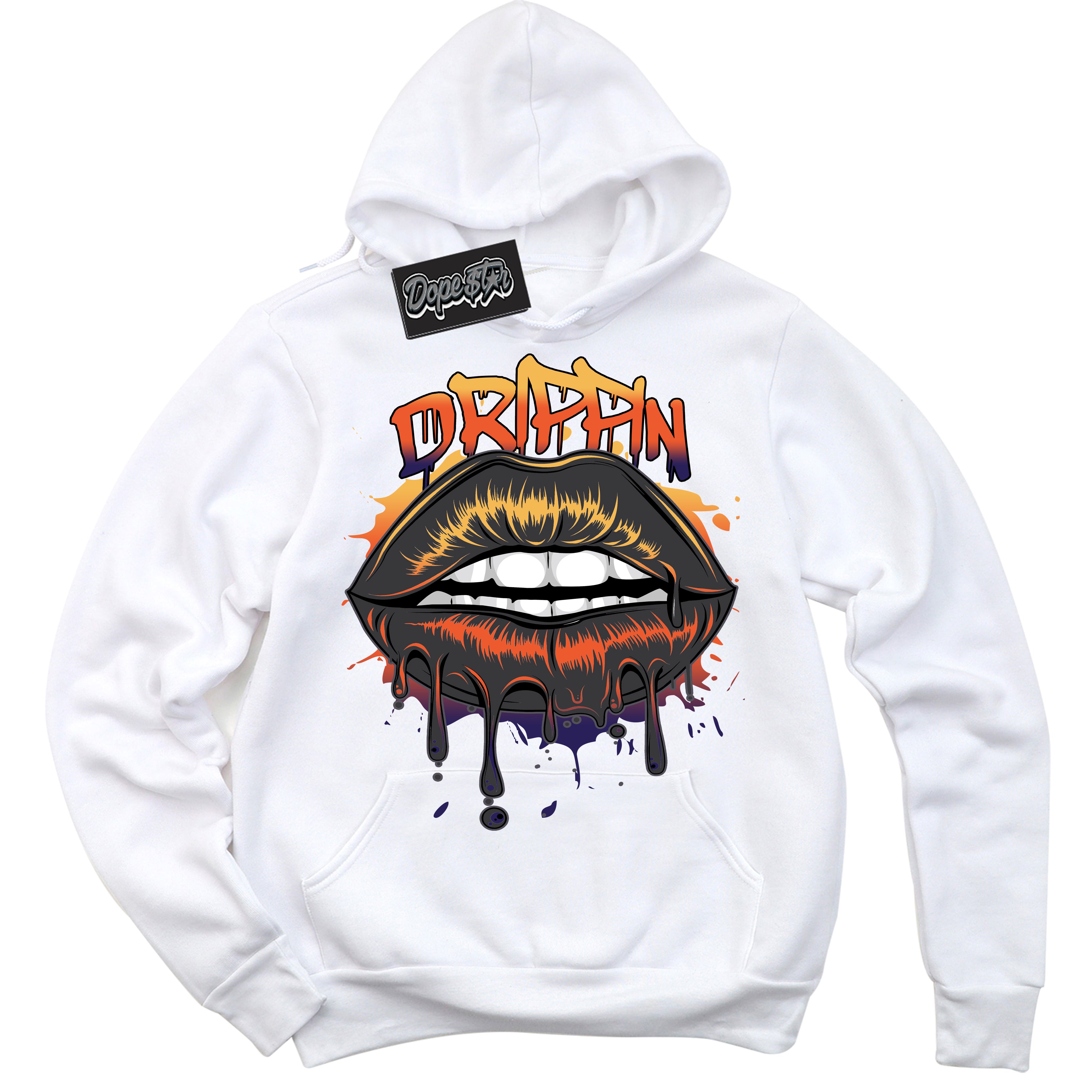 Cool White Hoodie with “ Drippin ”  design that Perfectly Matches J Balvin Rio 3s Sneakers.