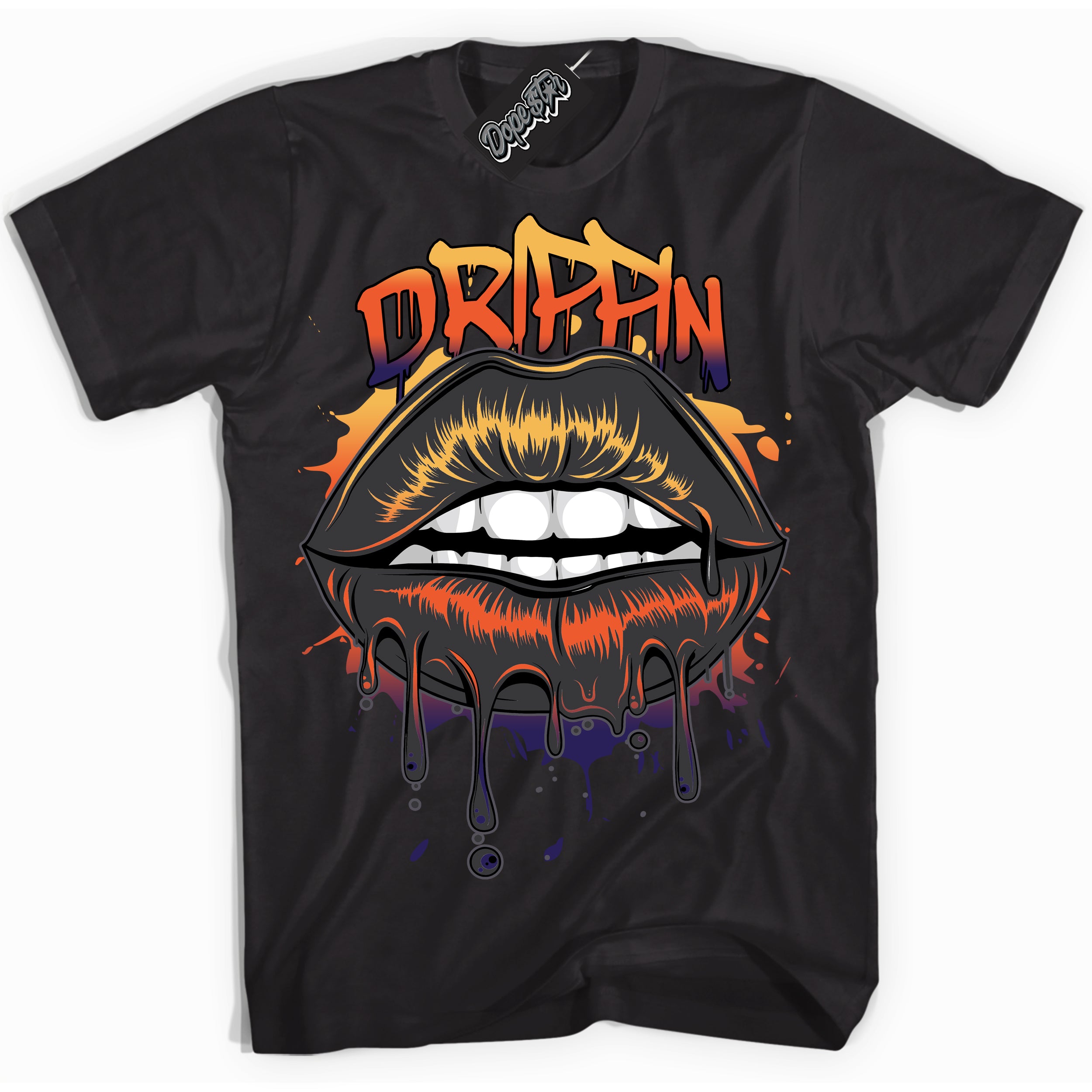 Cool Black Shirt with “ Drippin” design that perfectly matches J Balvin Rio 3s Sneakers.