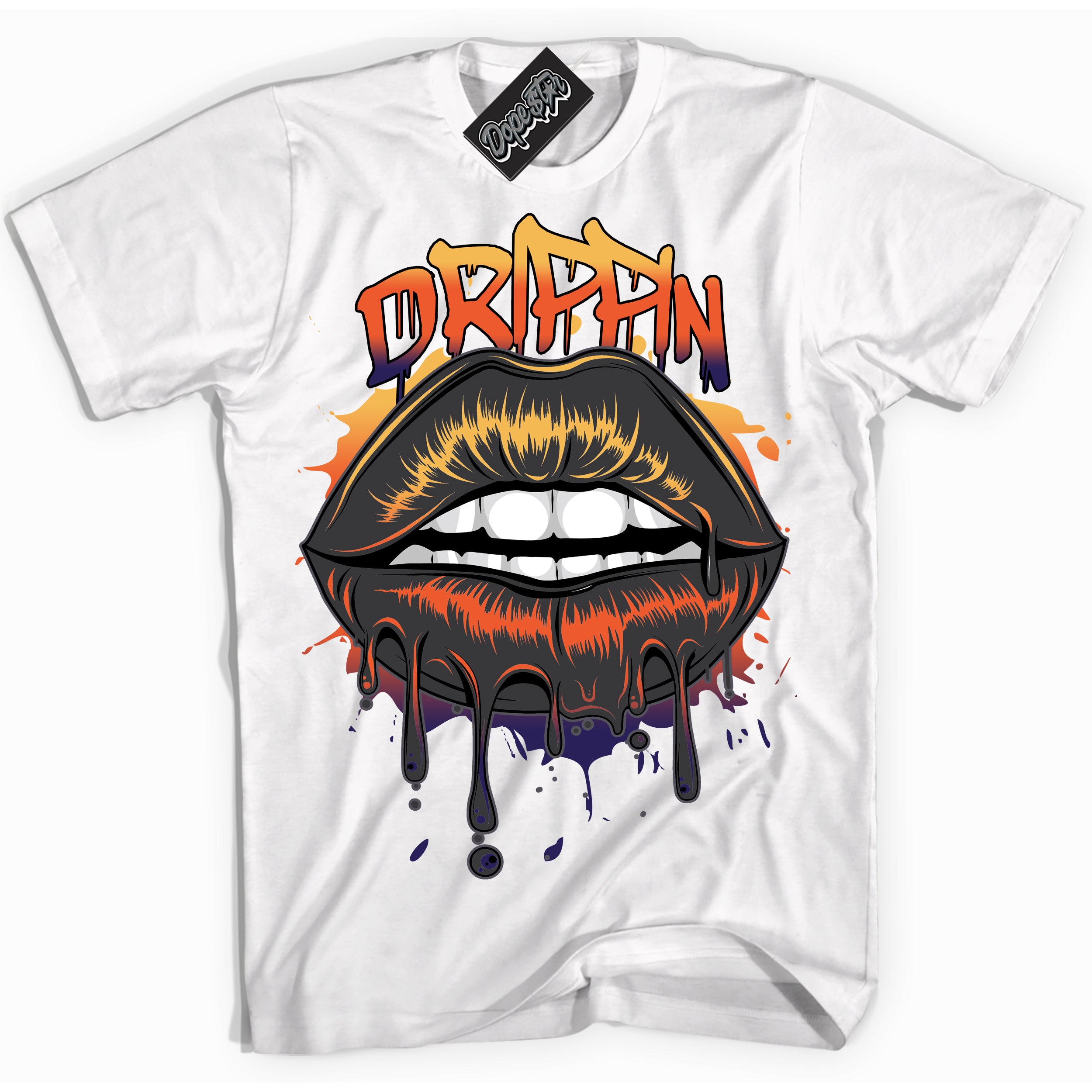 Cool White Shirt with “ Drippin” design that perfectly matches J Balvin Rio 3s Sneakers.