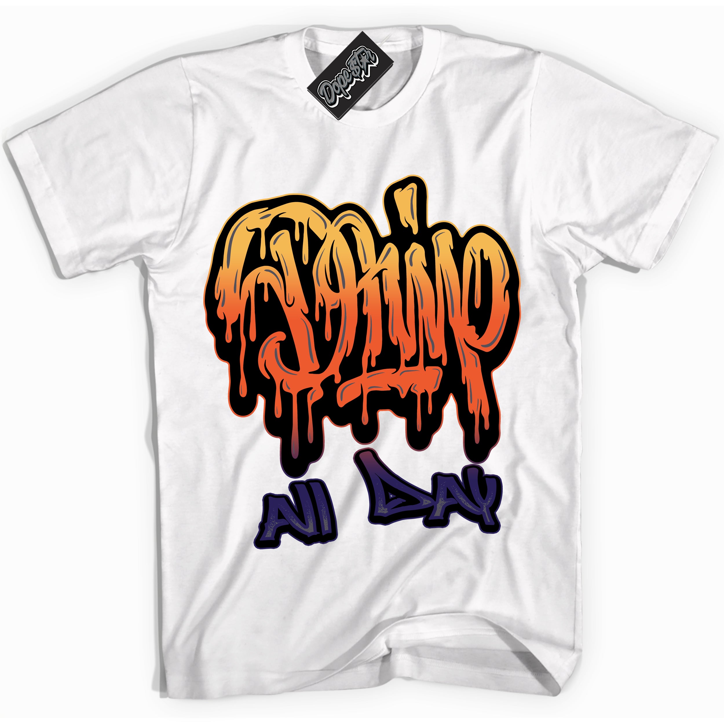 Cool White Shirt with “ Drip All Day” design that perfectly matches J Balvin Rio 3s Sneakers.