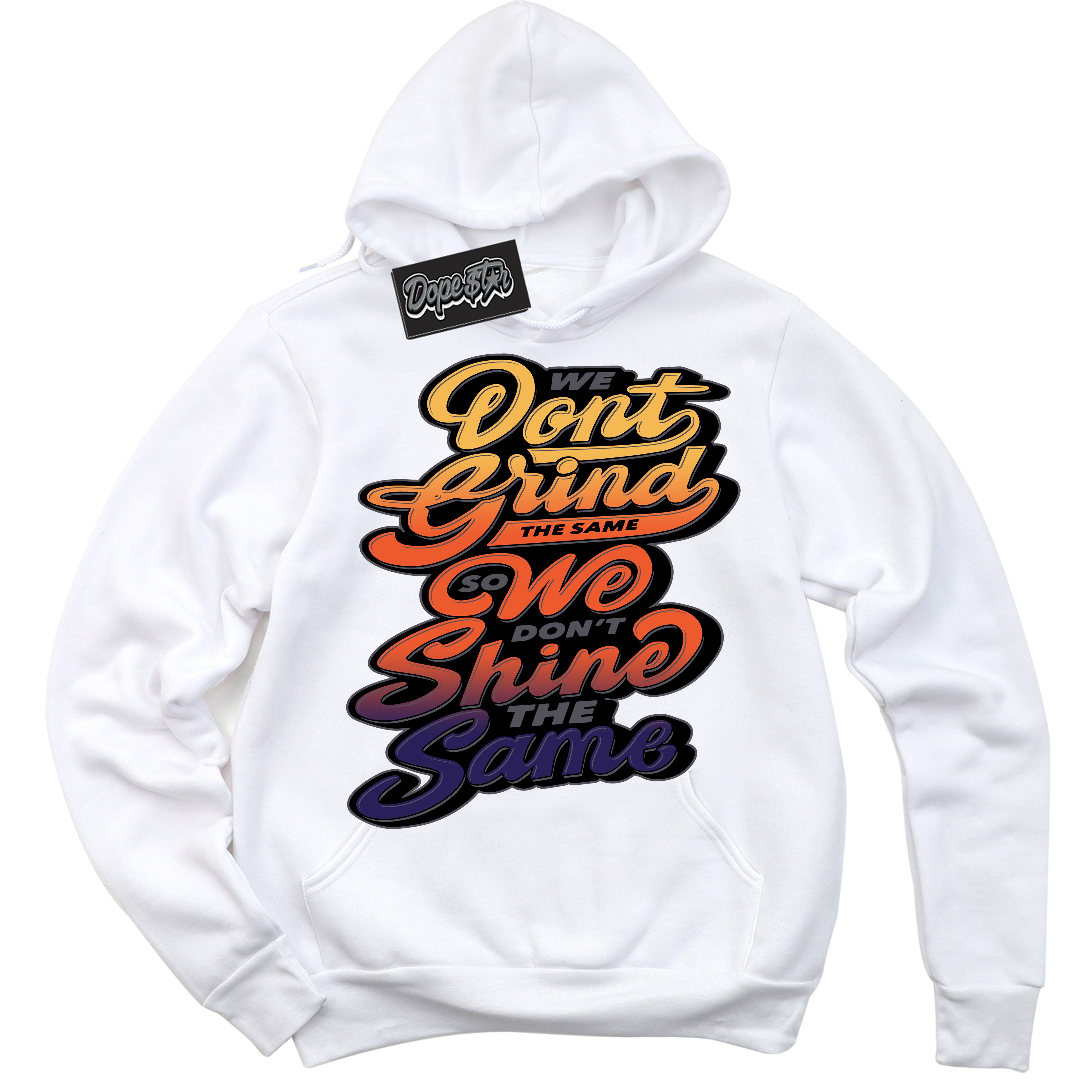 Cool White Hoodie with “ Grind Shine ”  design that Perfectly Matches J Balvin Rio 3s Sneakers.