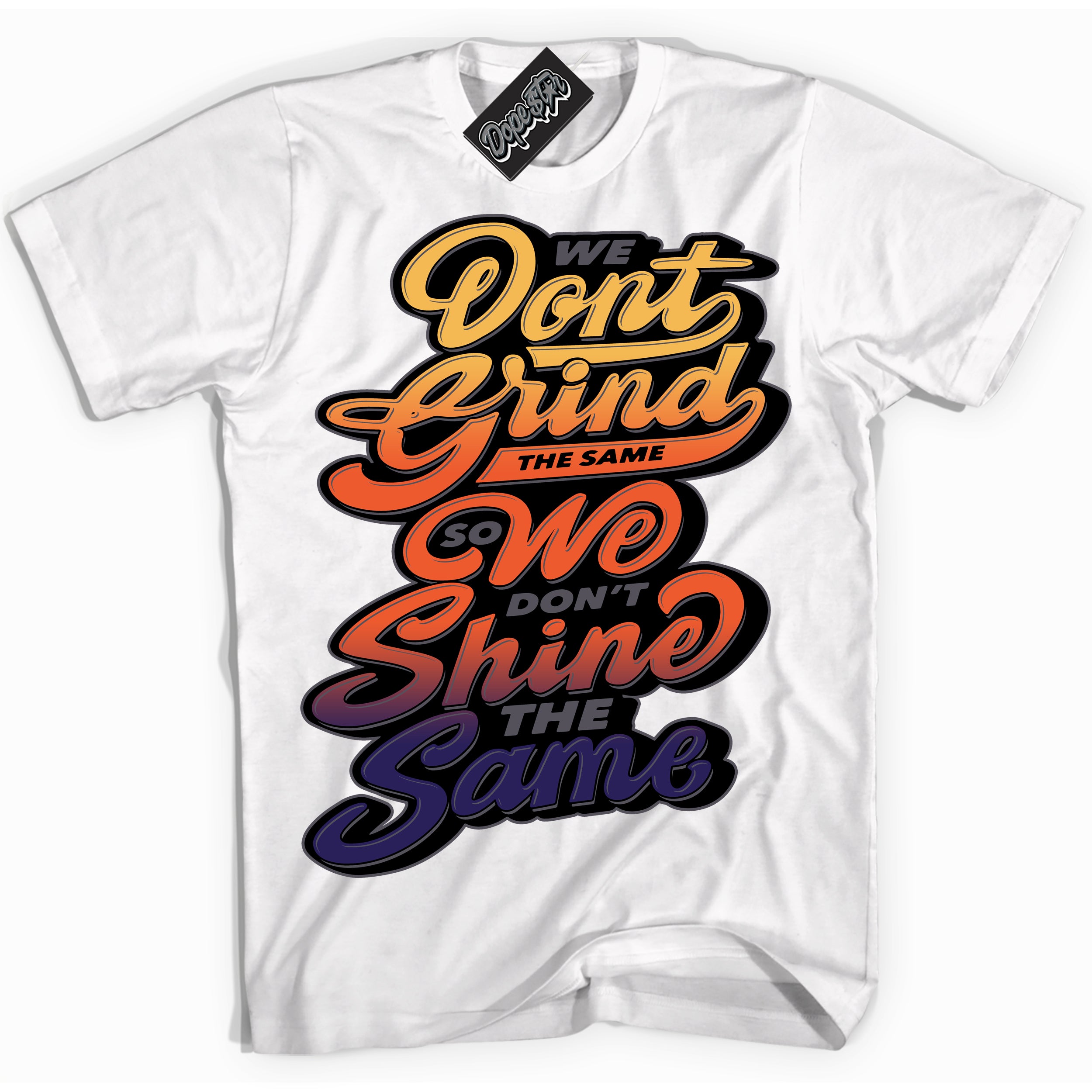 Cool White Shirt with “ Grind Shine” design that perfectly matches J Balvin Rio 3s Sneakers.