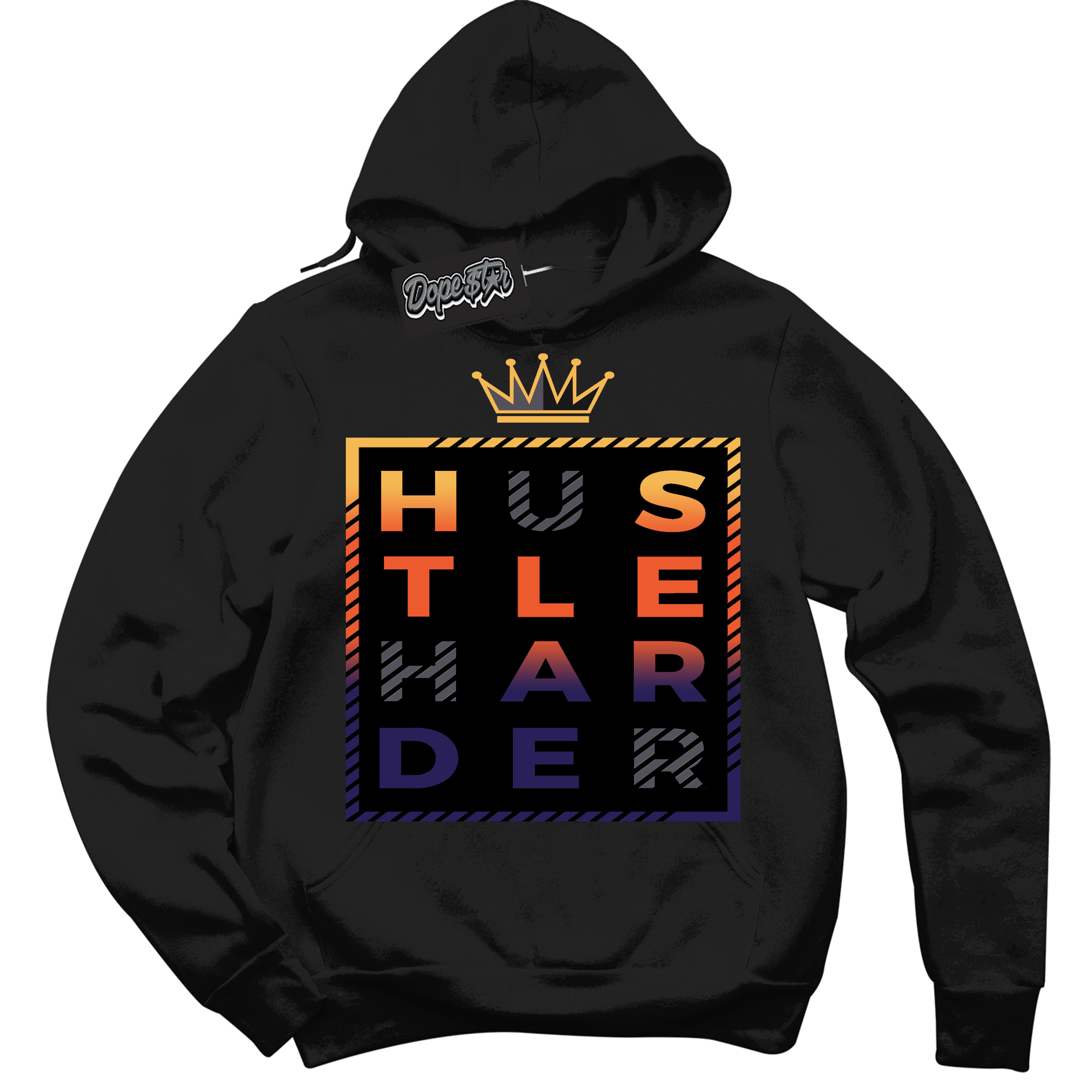 Cool Black Hoodie with “ Hustle Harder ”  design that Perfectly Matches J Balvin Rio 3s Sneakers.