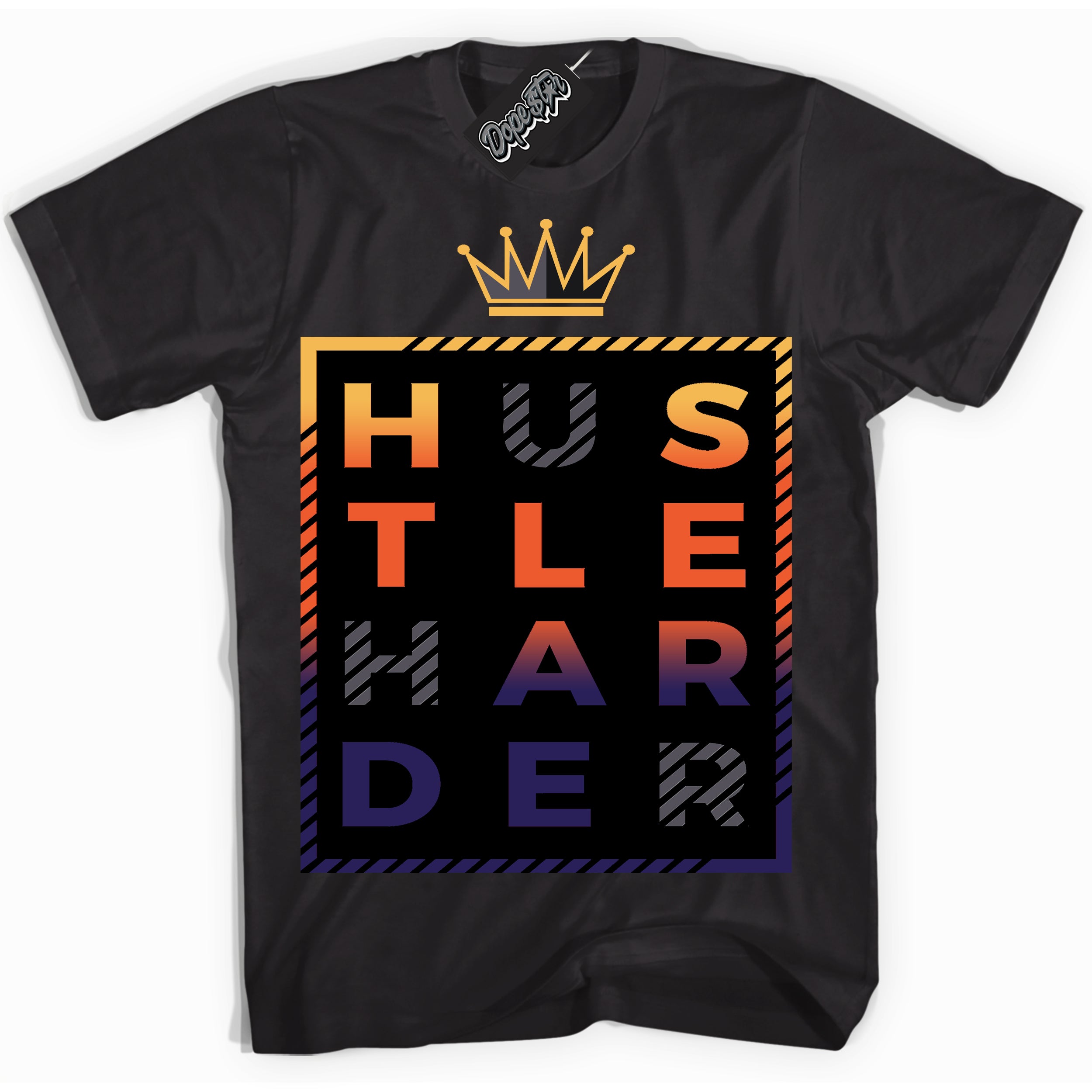 Cool Black Shirt with “ Hustle Harder” design that perfectly matches J Balvin Rio 3s Sneakers.