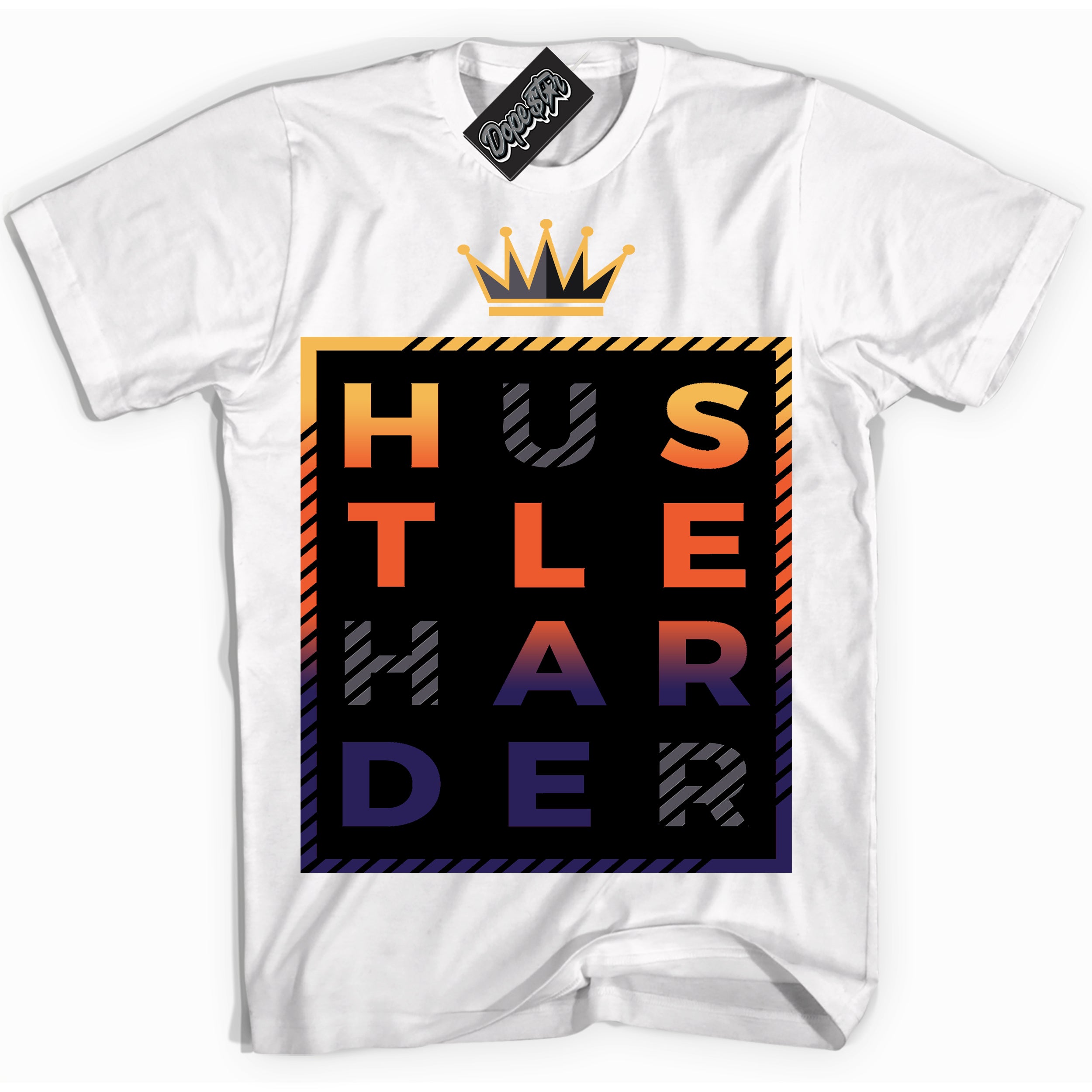 Cool White Shirt with “ Hustle Harder” design that perfectly matches J Balvin Rio 3s Sneakers.