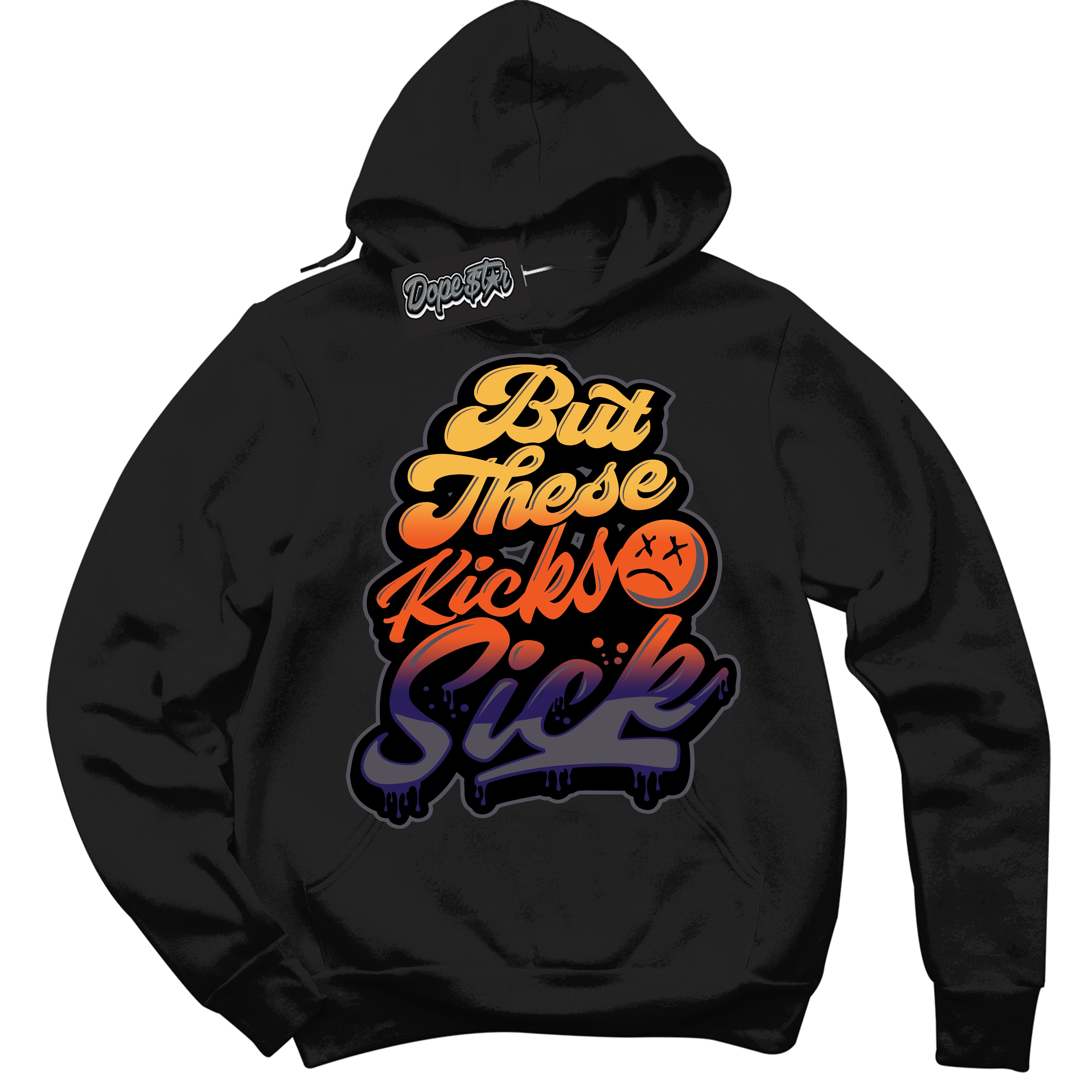 Cool Black Hoodie with “ Kick Sick ”  design that Perfectly Matches J Balvin Rio 3s Sneakers.