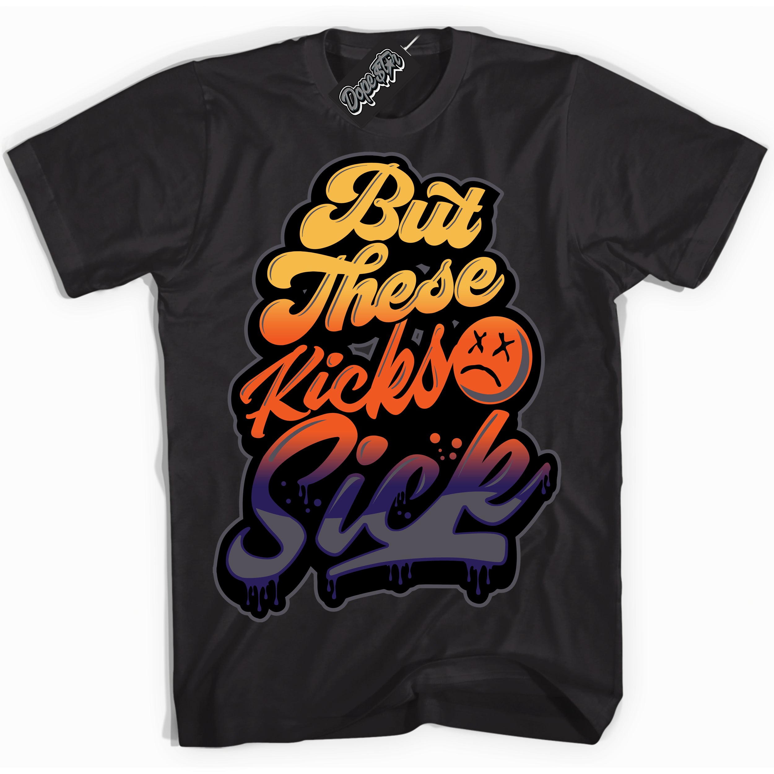 Cool Black Shirt with “ Kick Sick” design that perfectly matches J Balvin Rio 3s Sneakers.