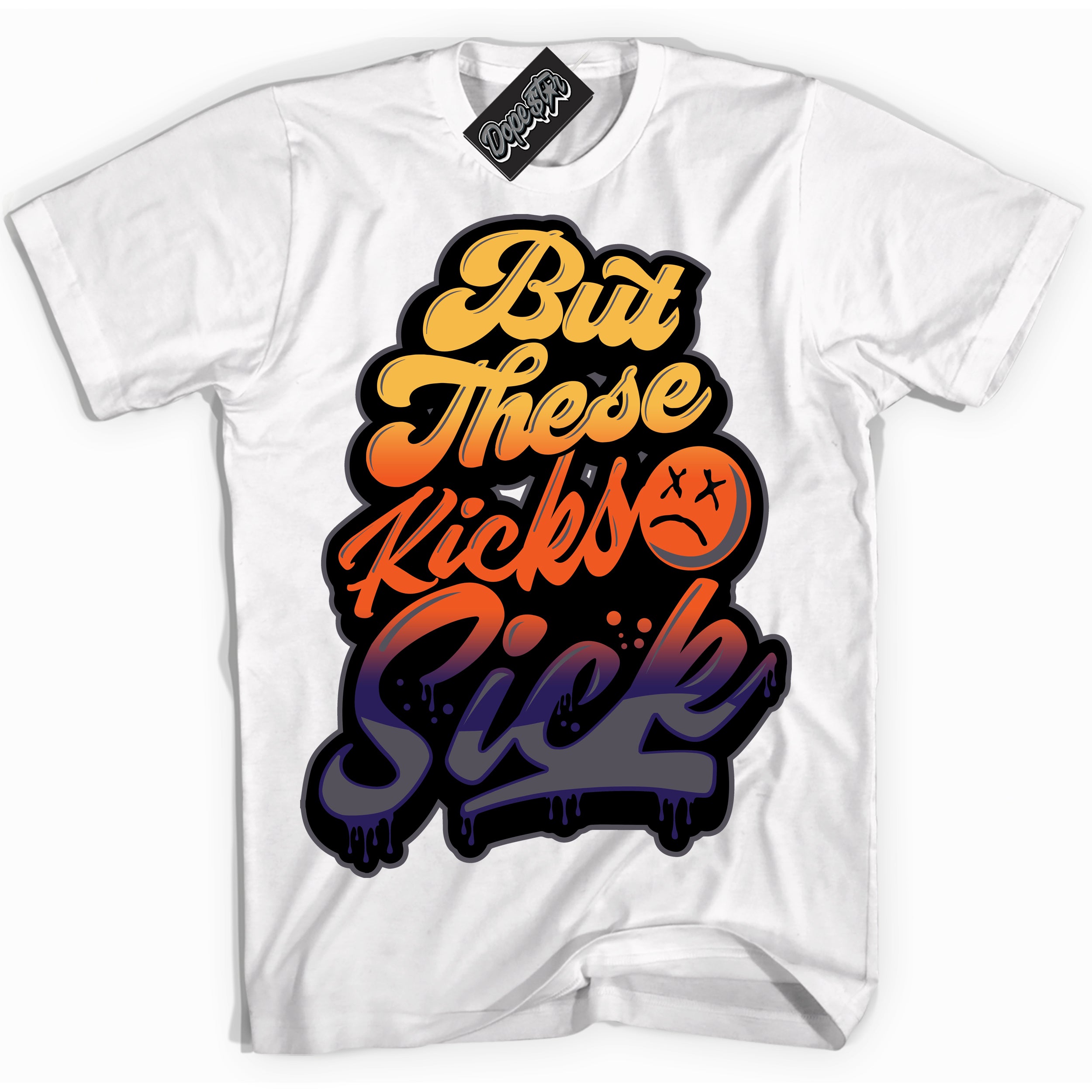 Cool White Shirt with “ Kick Sick” design that perfectly matches J Balvin Rio 3s Sneakers.