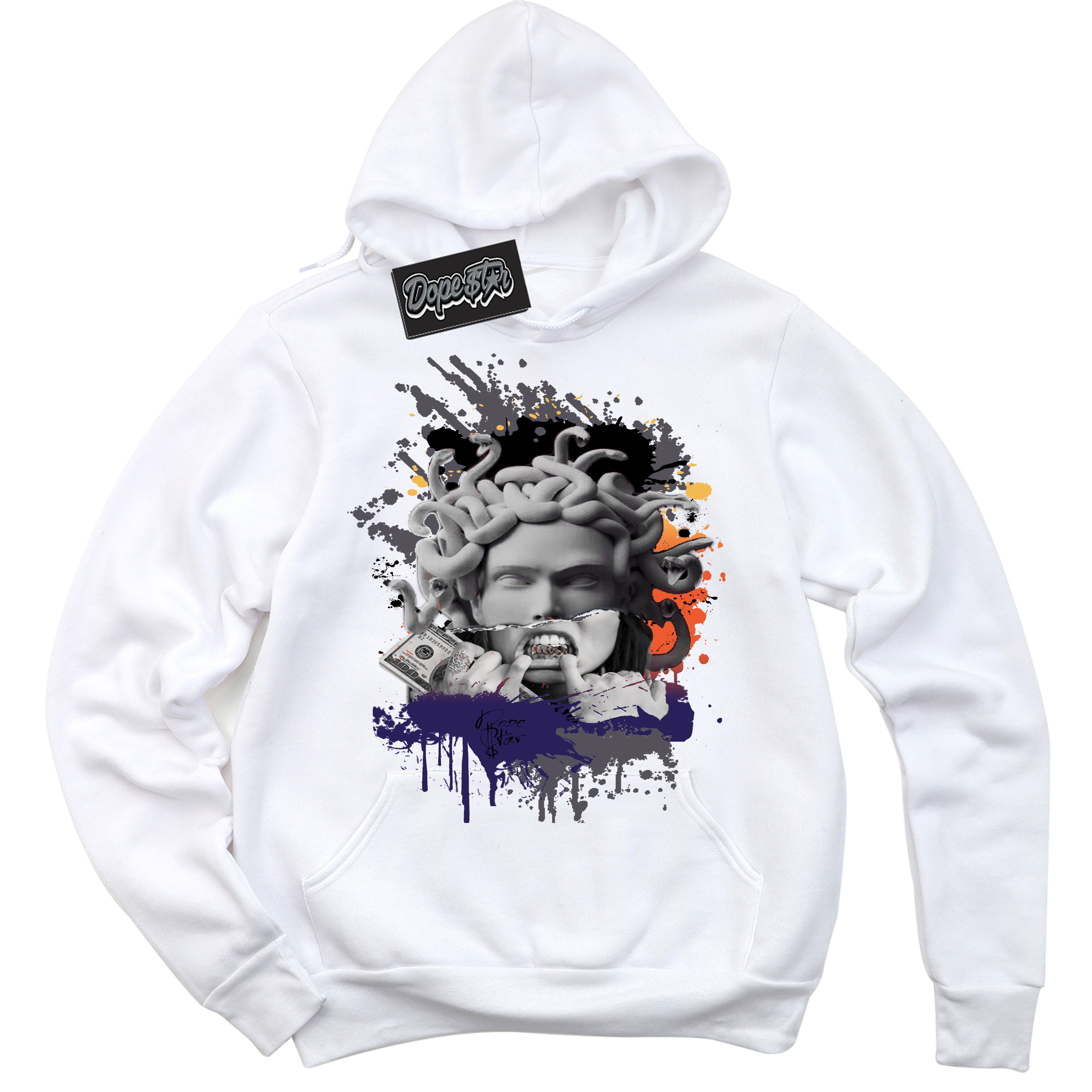 Cool White Hoodie with “ Medusa ”  design that Perfectly Matches J Balvin Rio 3s Sneakers.