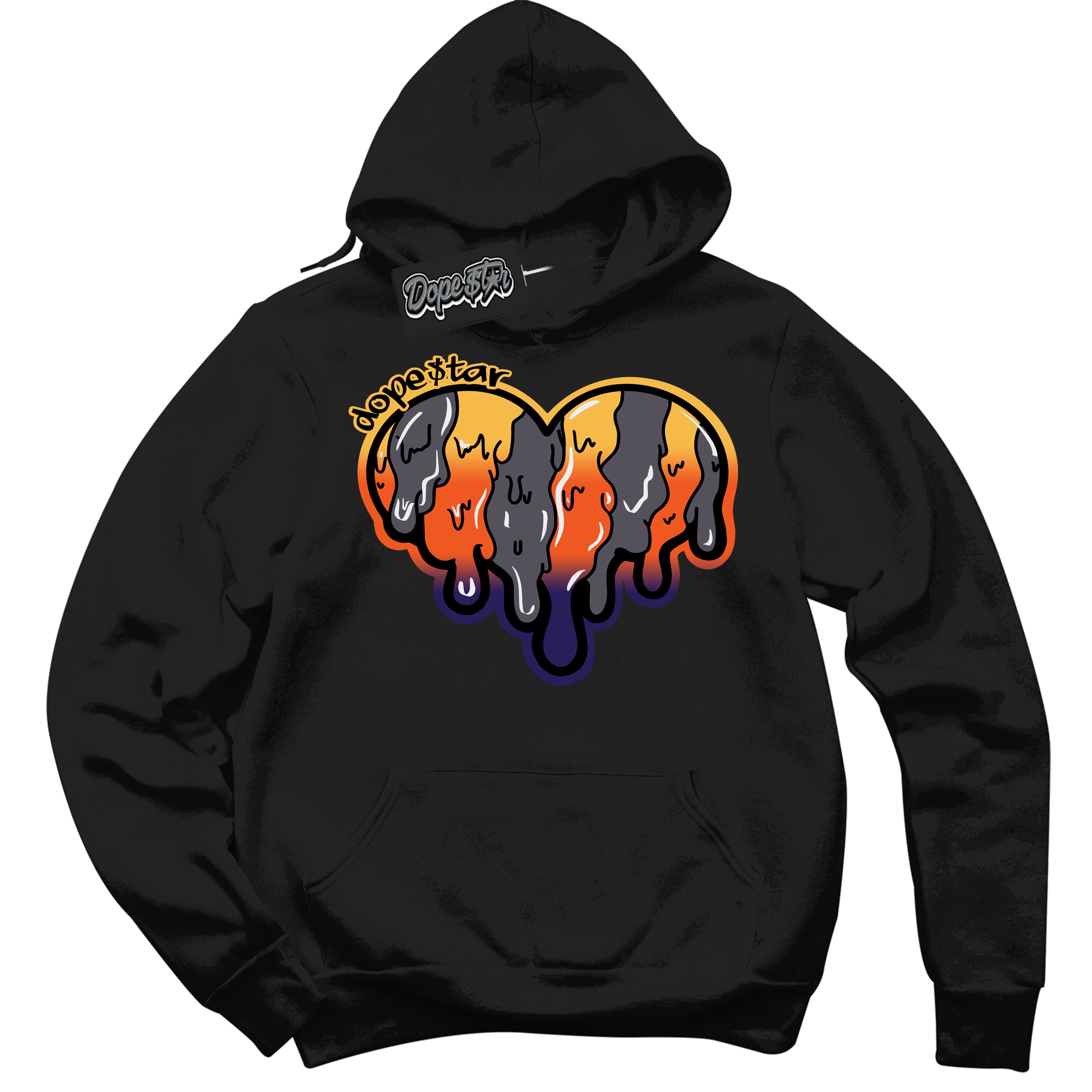 Cool Black Hoodie with “ Melting Heart ”  design that Perfectly Matches J Balvin Rio 3s Sneakers.