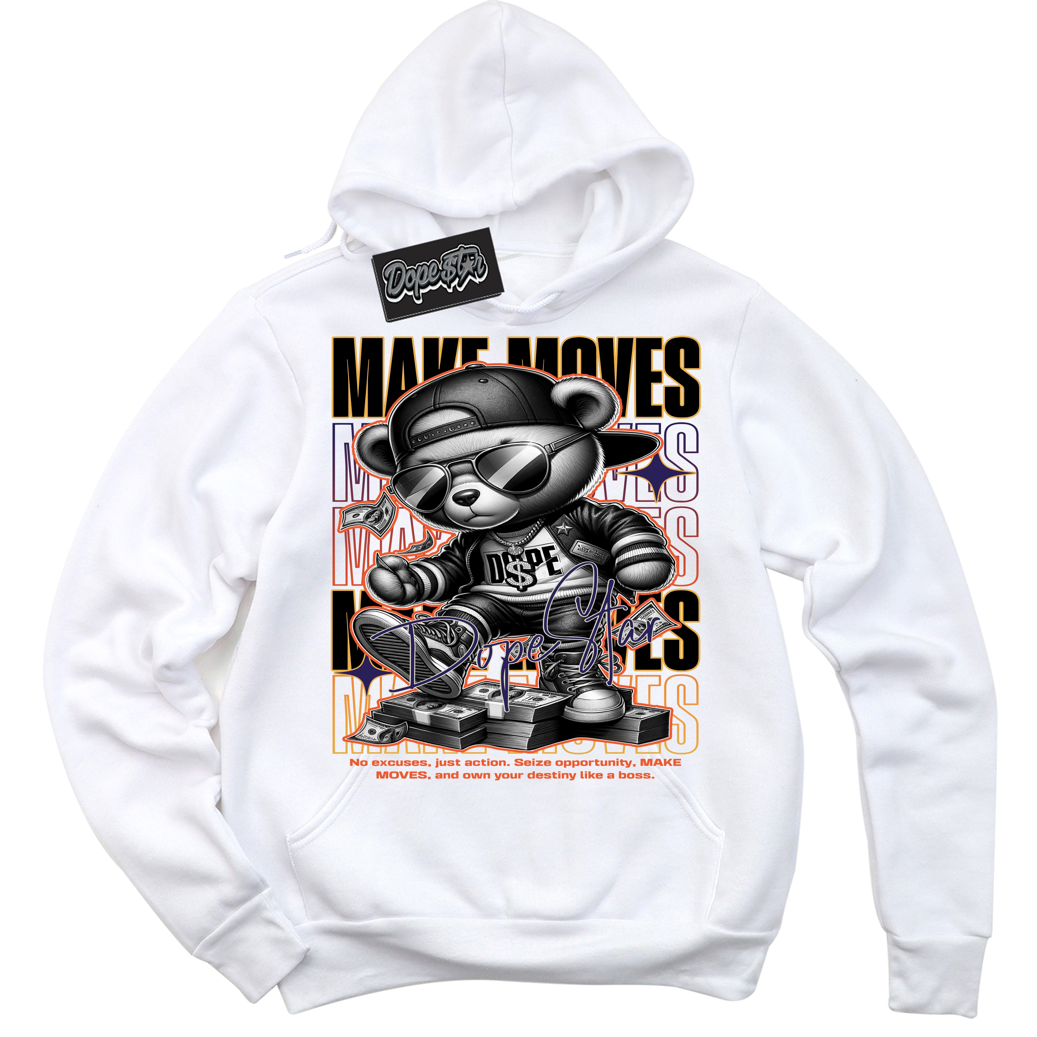 Cool White Hoodie with “ Makin Moves ”  design that Perfectly Matches J Balvin Rio 3s Sneakers.