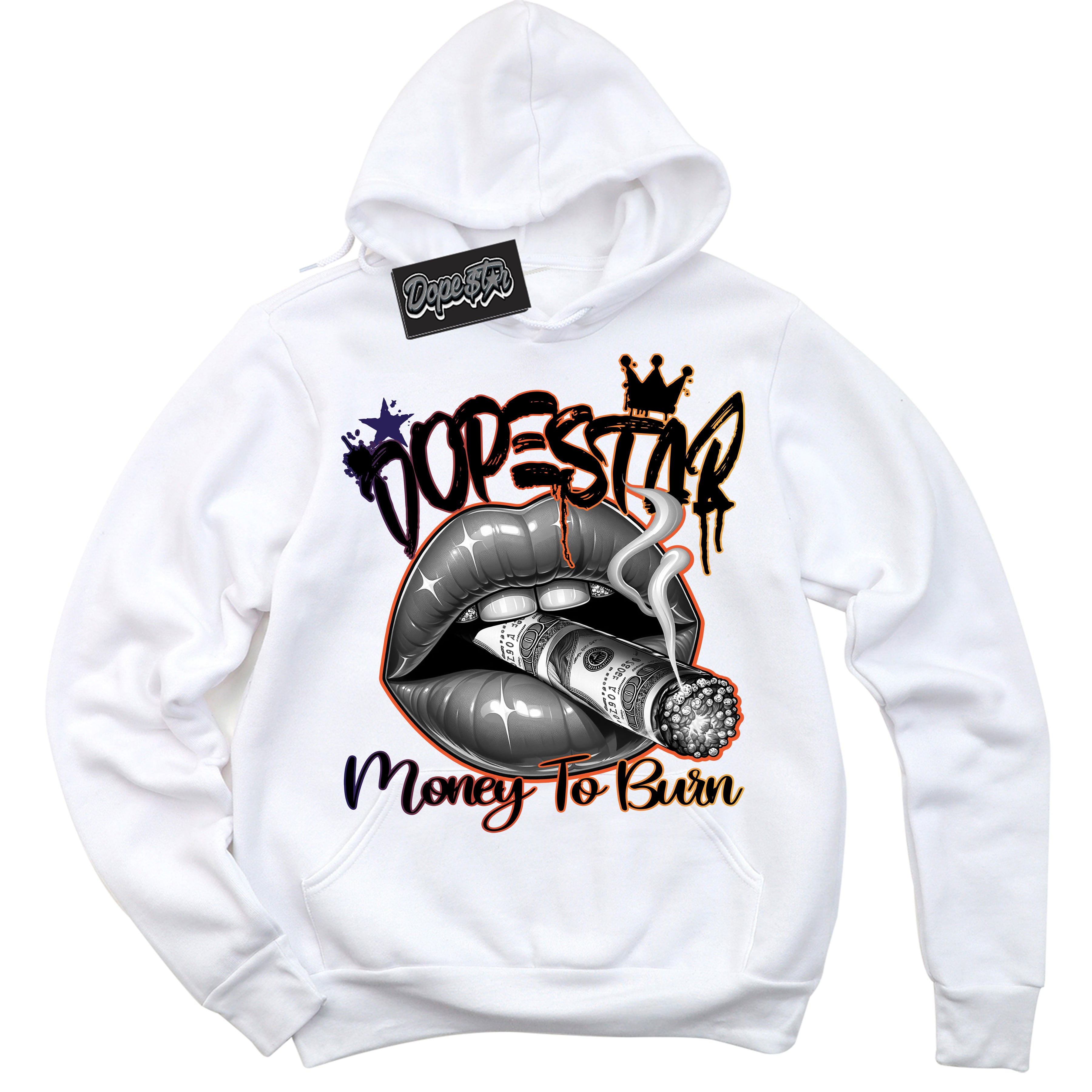 Cool White Hoodie with “ Money To Burn ”  design that Perfectly Matches J Balvin Rio 3s Sneakers.