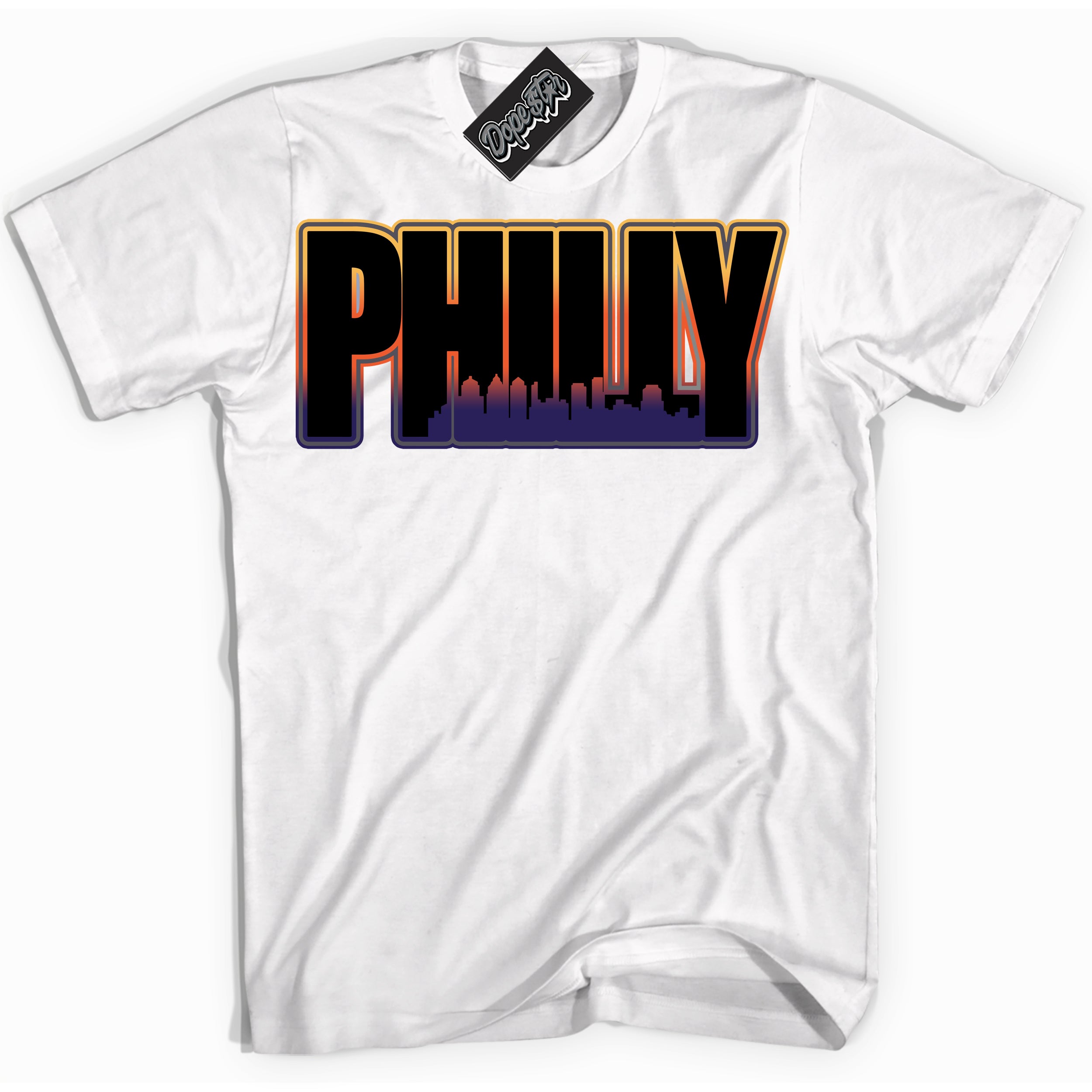 Cool White Shirt with “ Philly” design that perfectly matches J Balvin Rio 3s Sneakers.