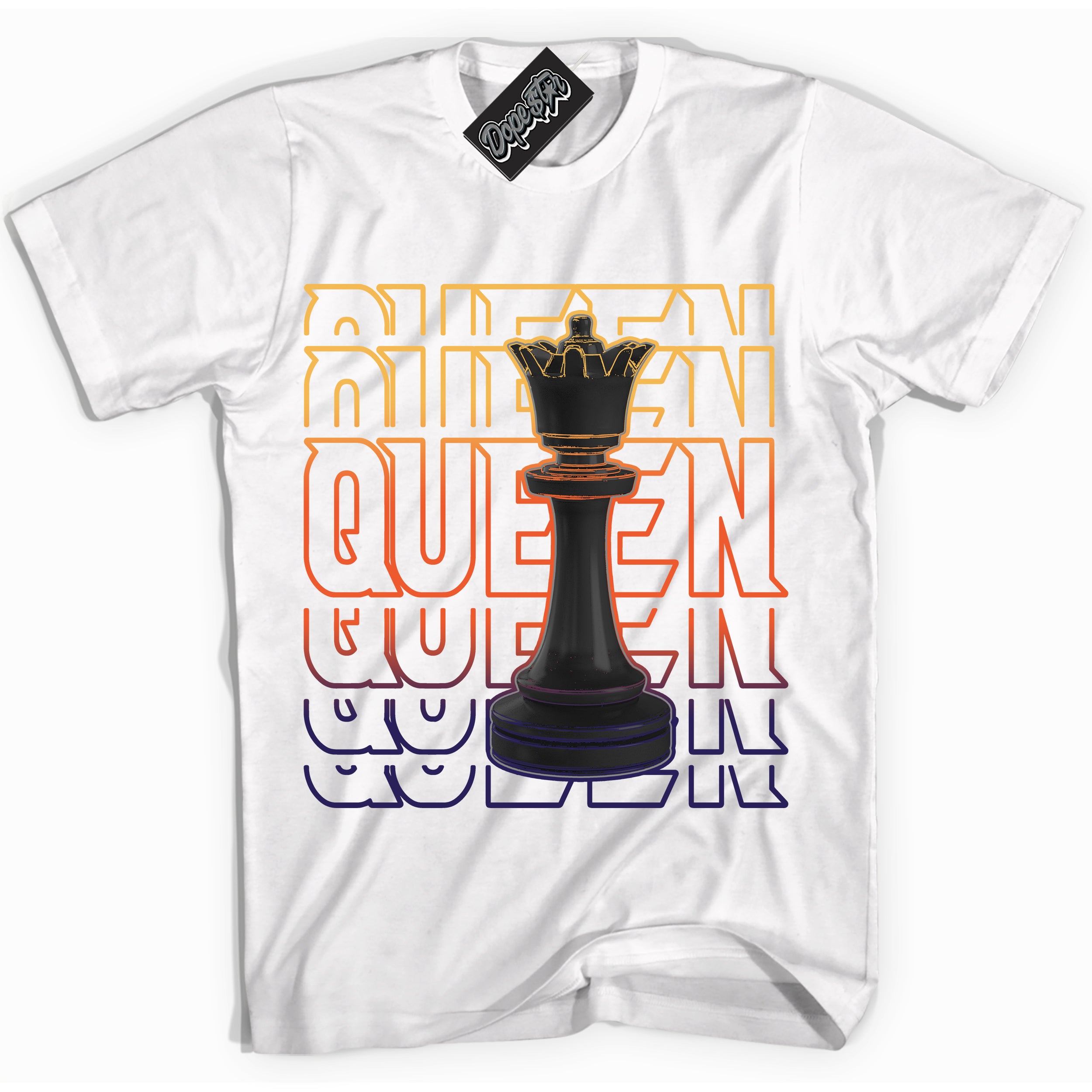 Cool White Shirt with “ Queen Chess” design that perfectly matches J Balvin Rio 3s Sneakers.