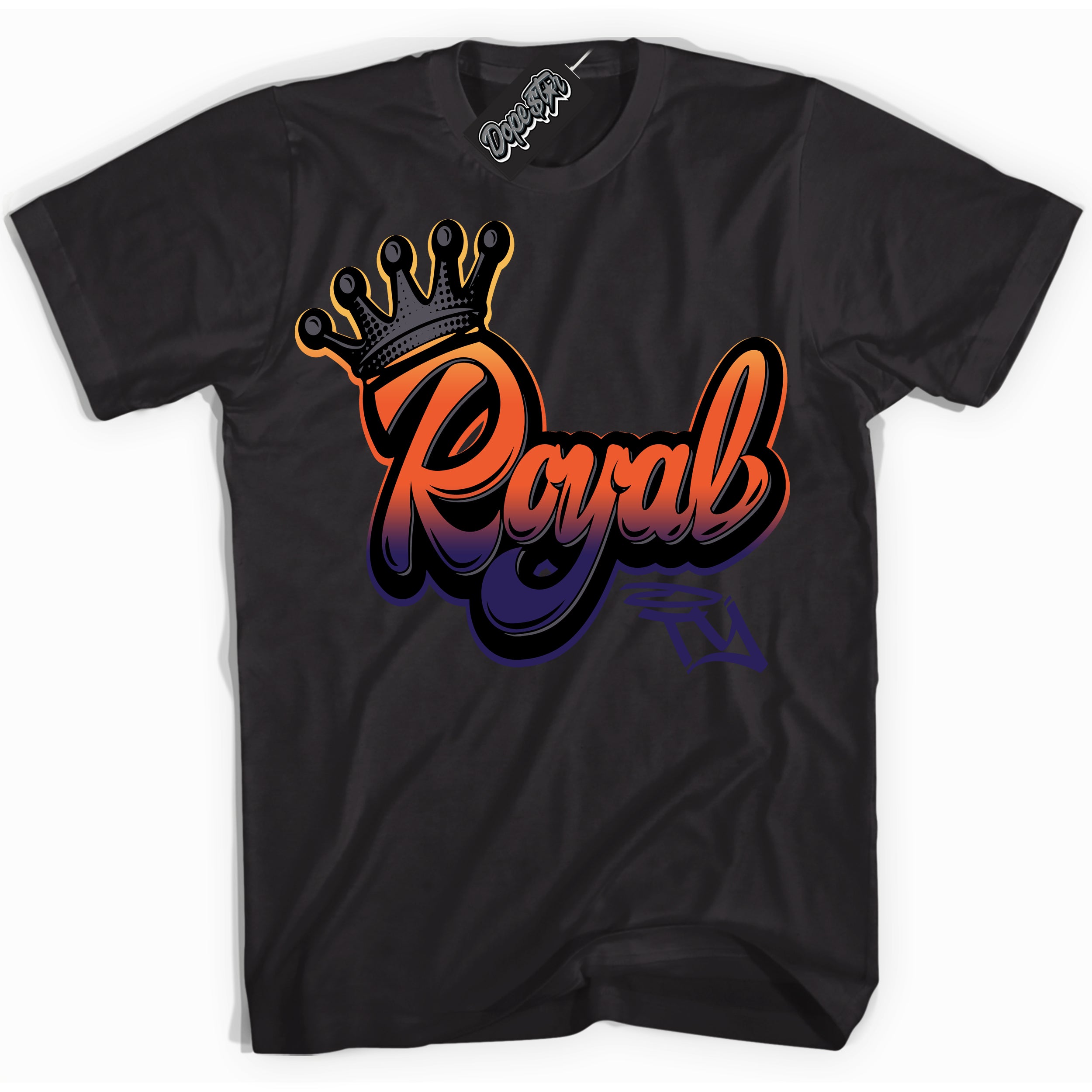 Cool Black Shirt with “ Royalty” design that perfectly matches J Balvin Rio 3s Sneakers.