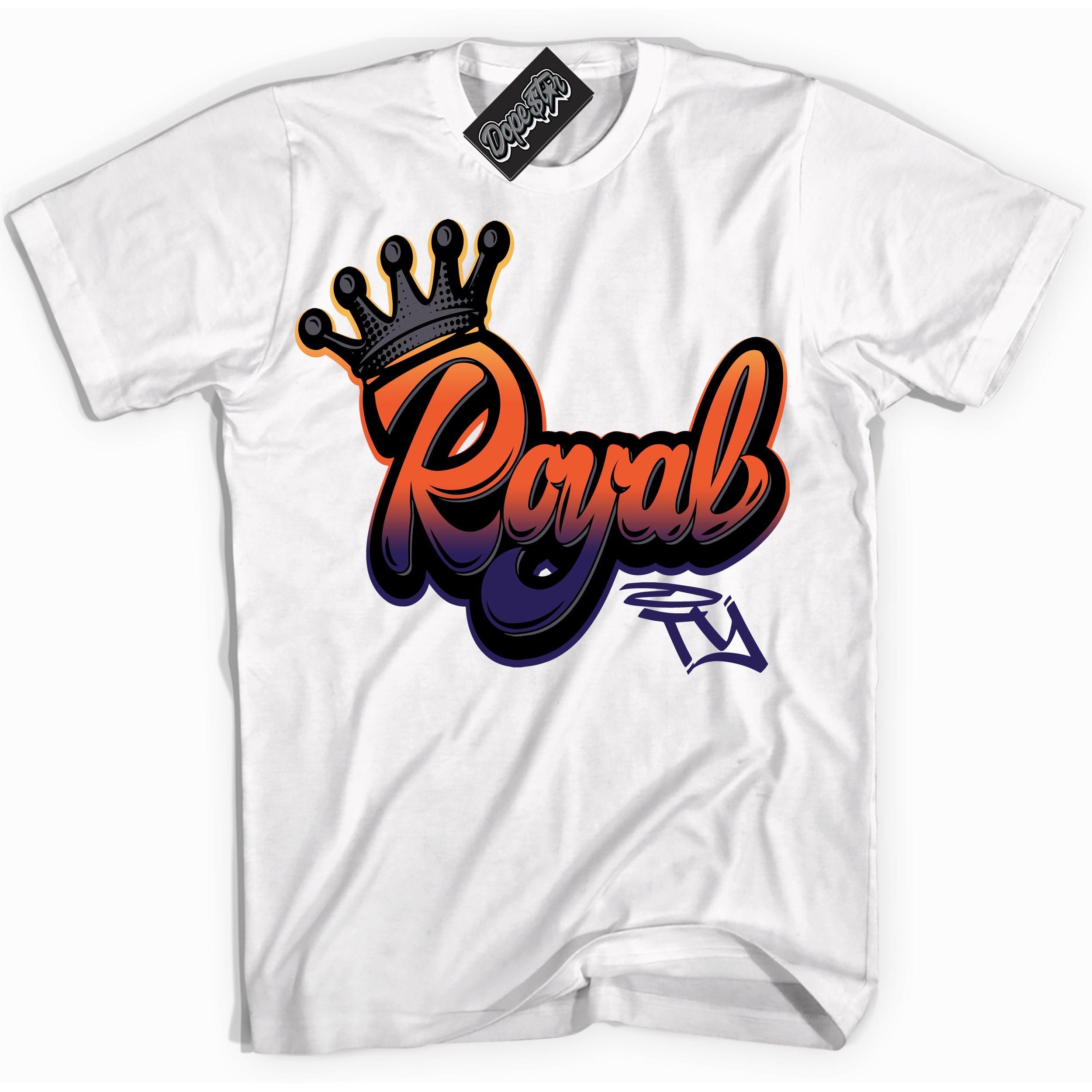 Cool White Shirt with “ Royalty” design that perfectly matches J Balvin Rio 3s Sneakers.