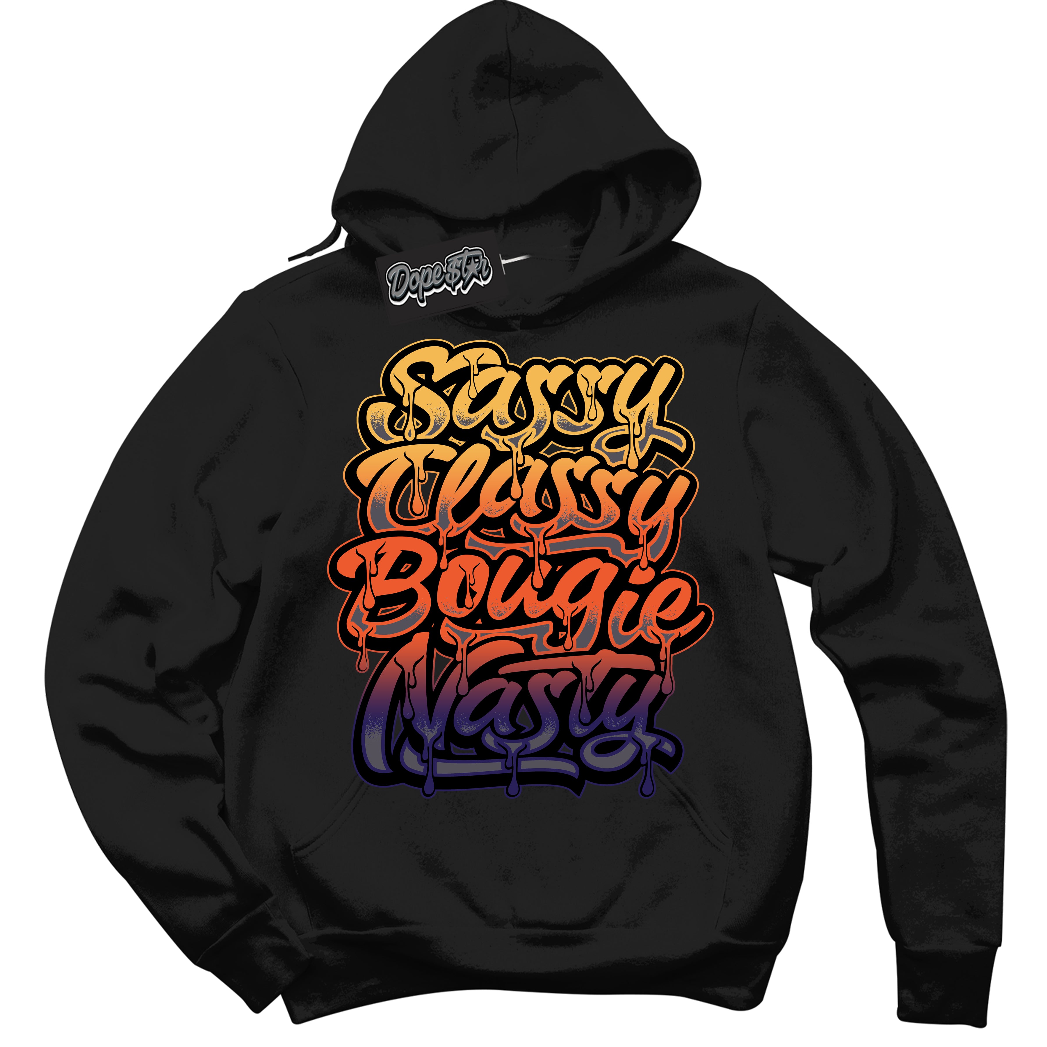 Cool Black Hoodie with “ Sassy Classy ”  design that Perfectly Matches J Balvin Rio 3s Sneakers.