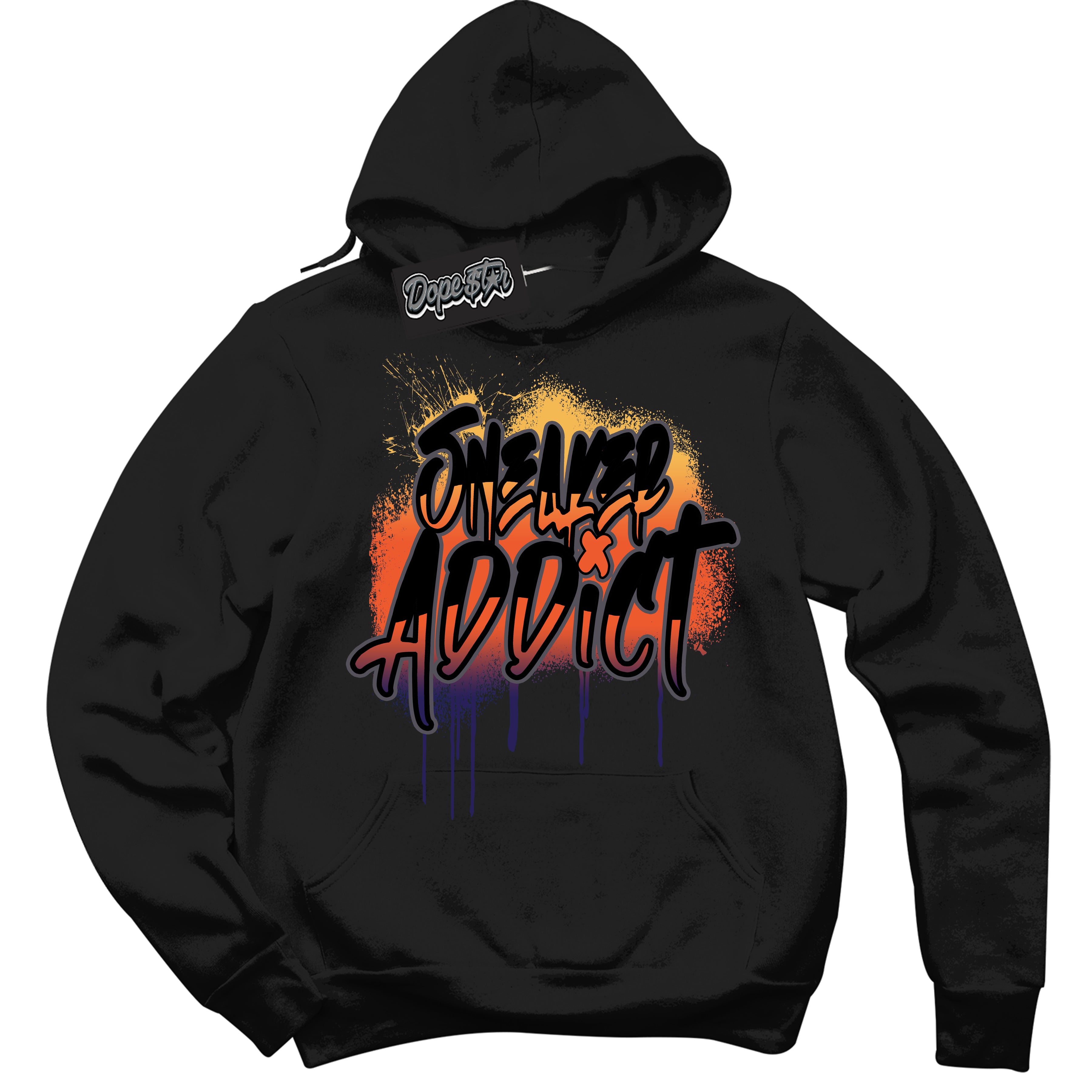 Cool Black Hoodie with “ Sneaker Addict ”  design that Perfectly Matches J Balvin Rio 3s Sneakers.