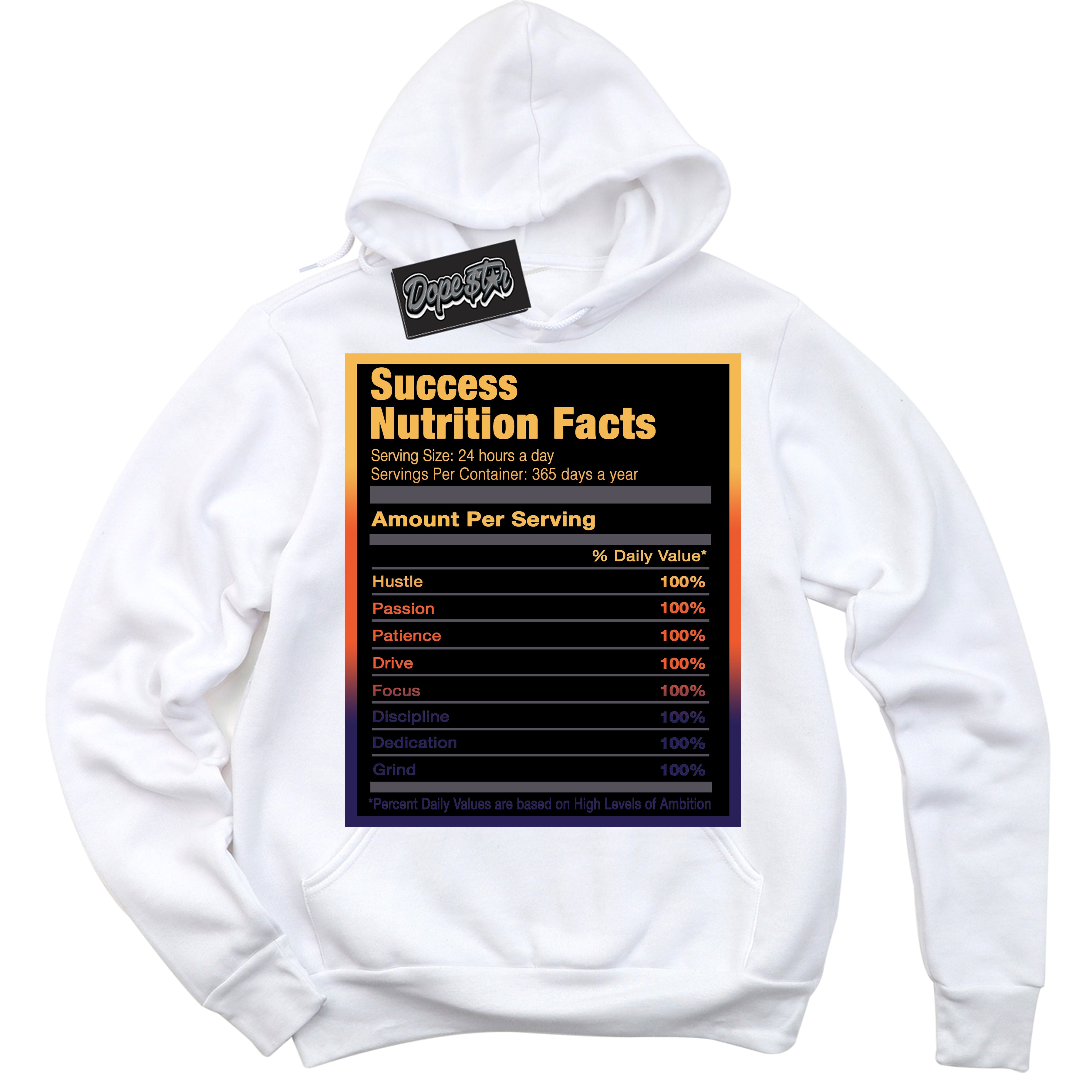 Cool White Hoodie with “ Success Nutrition ”  design that Perfectly Matches J Balvin Rio 3s Sneakers.