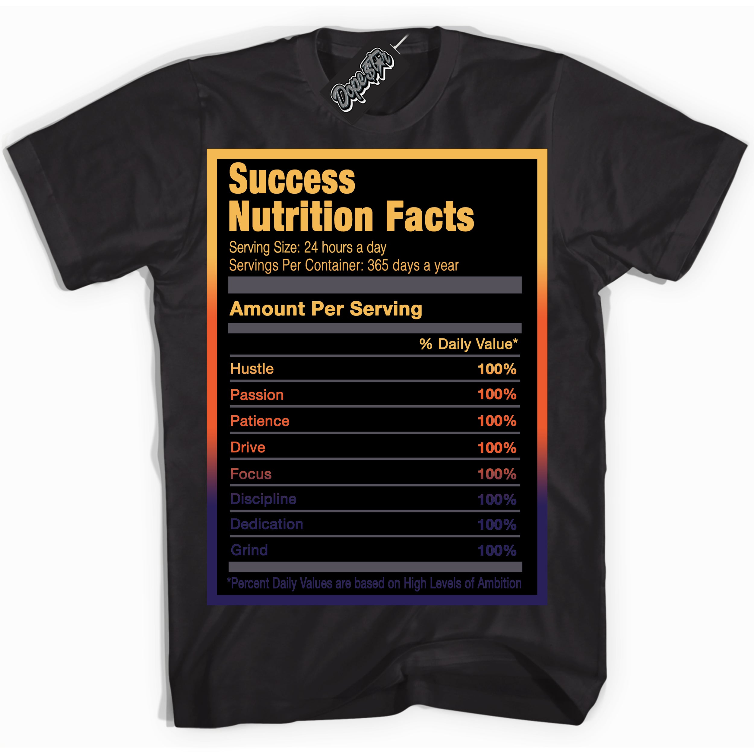 Cool Black Shirt with “ Success Nutrition” design that perfectly matches J Balvin Rio 3s Sneakers.