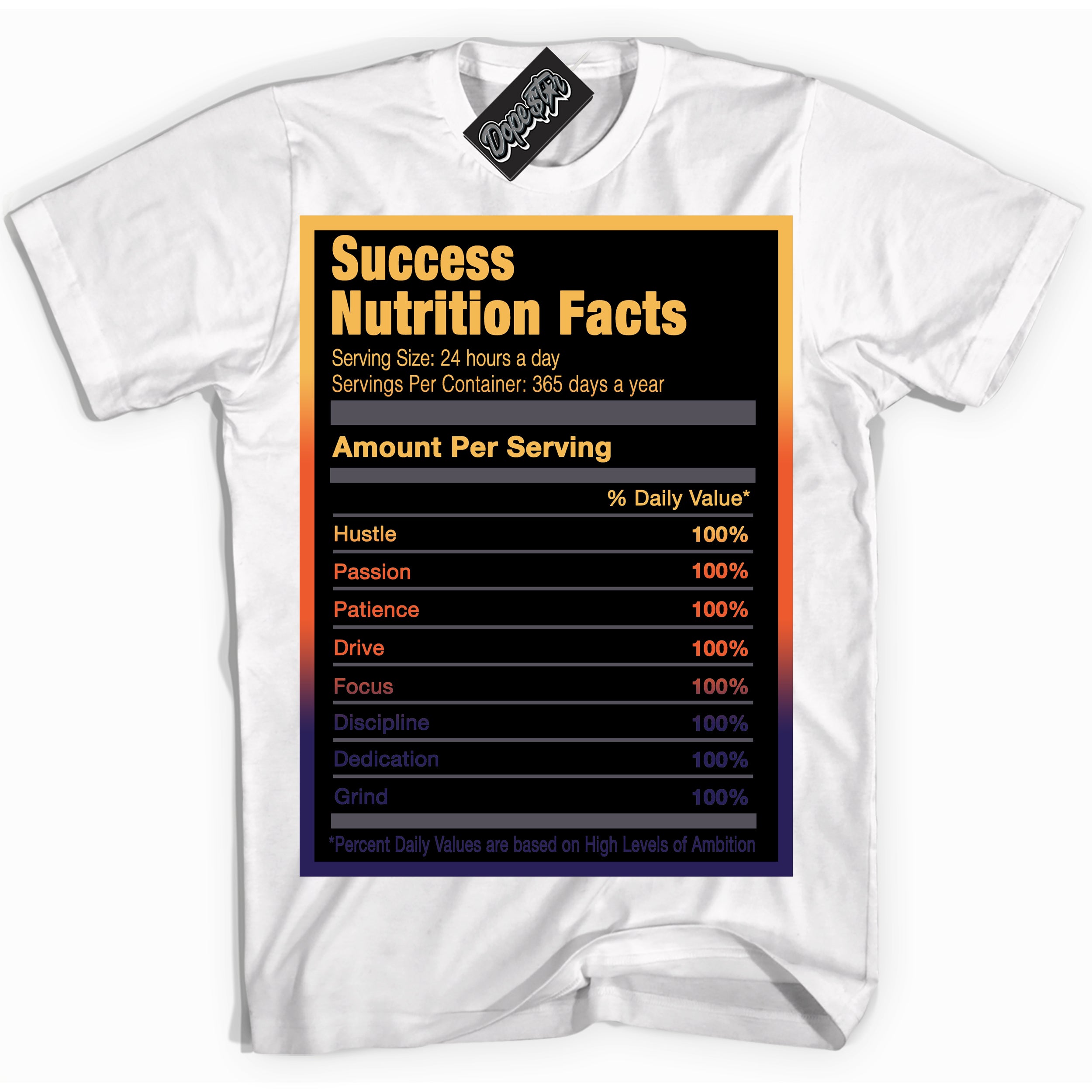 Cool White Shirt with “ Success Nutrition” design that perfectly matches J Balvin Rio 3s Sneakers.