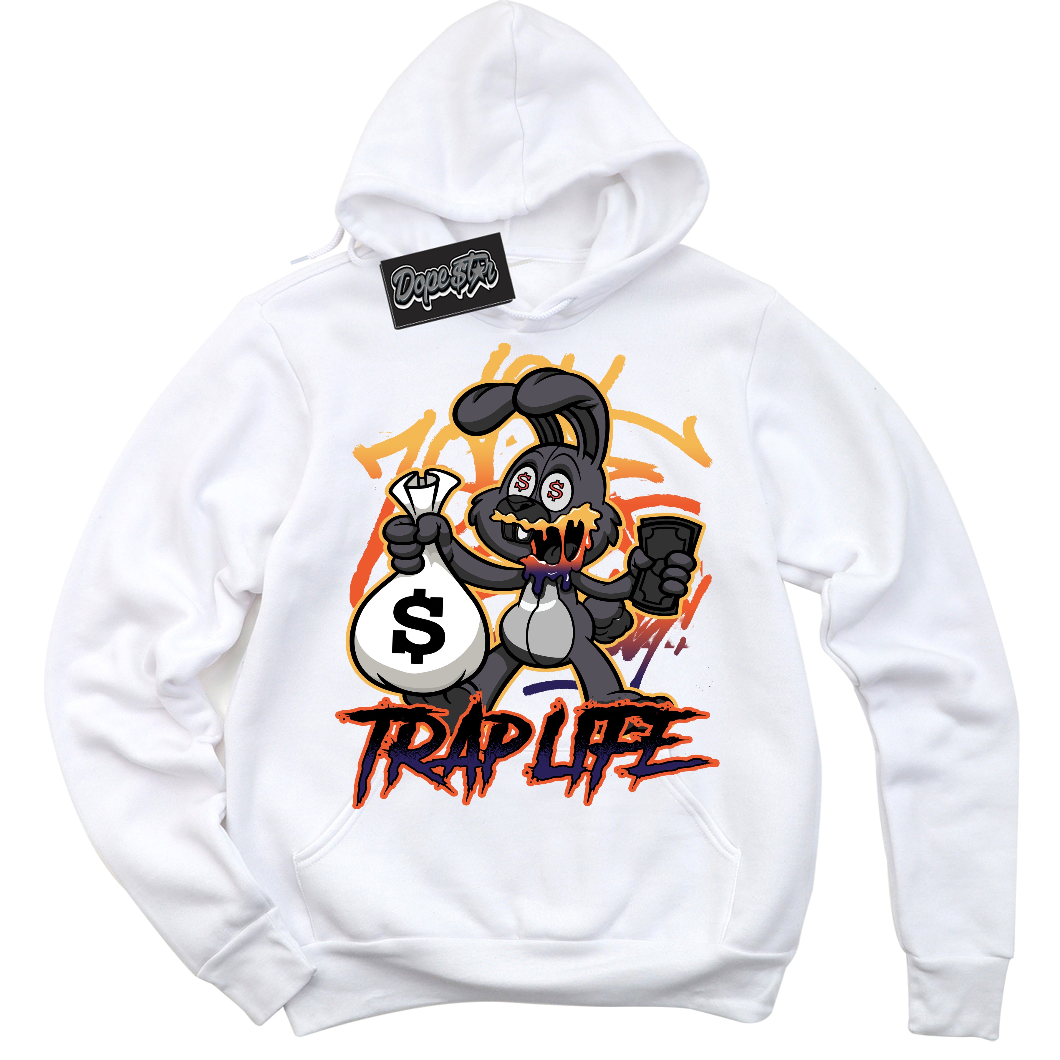 Cool White Hoodie with “ Trap Rabbit ”  design that Perfectly Matches J Balvin Rio 3s Sneakers.