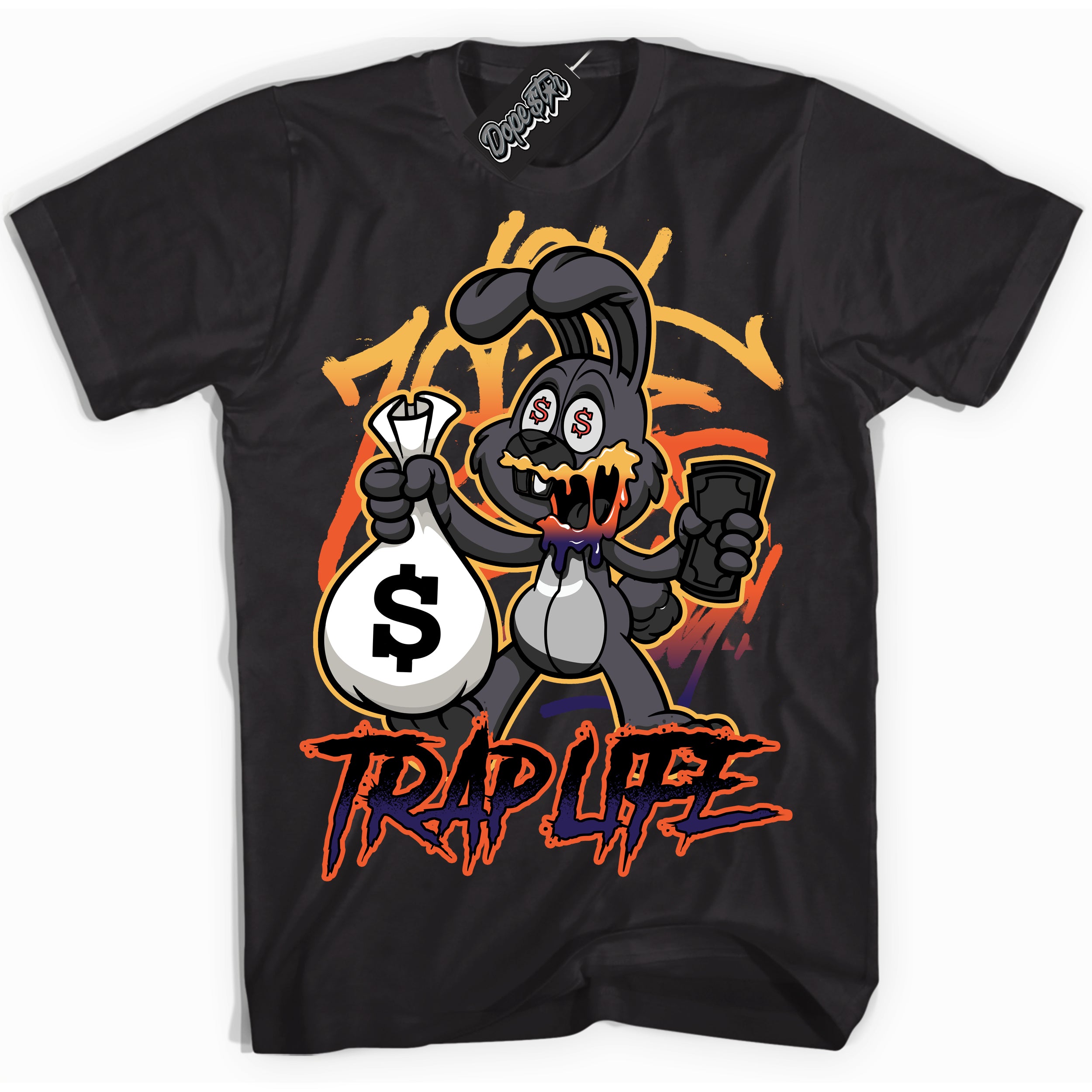 Cool Black Shirt with “ Trap Rabbit” design that perfectly matches J Balvin Rio 3s Sneakers.