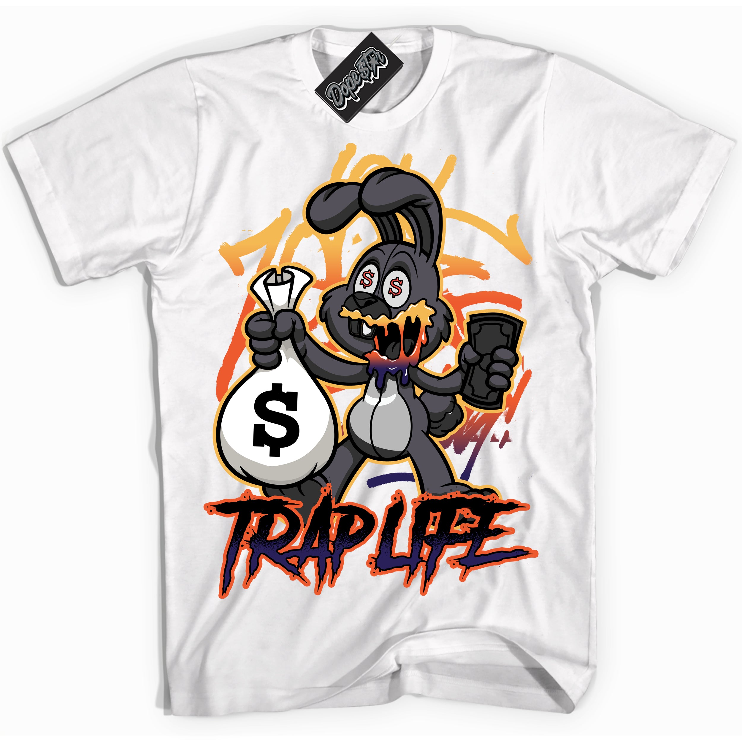 Cool White Shirt with “ Trap Rabbit” design that perfectly matches J Balvin Rio 3s Sneakers.