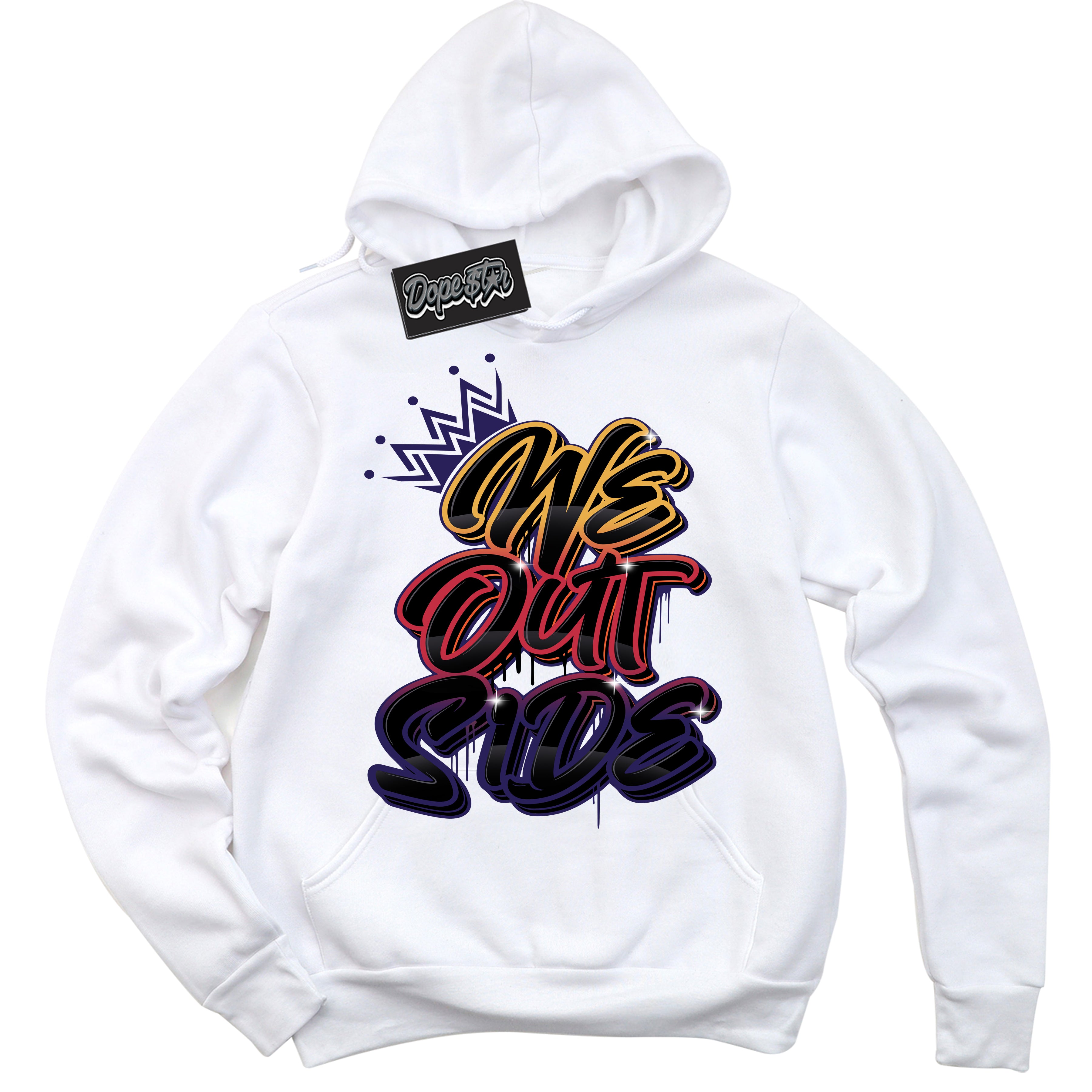 Cool White Hoodie with “ We Outside ”  design that Perfectly Matches J Balvin Rio 3s Sneakers.