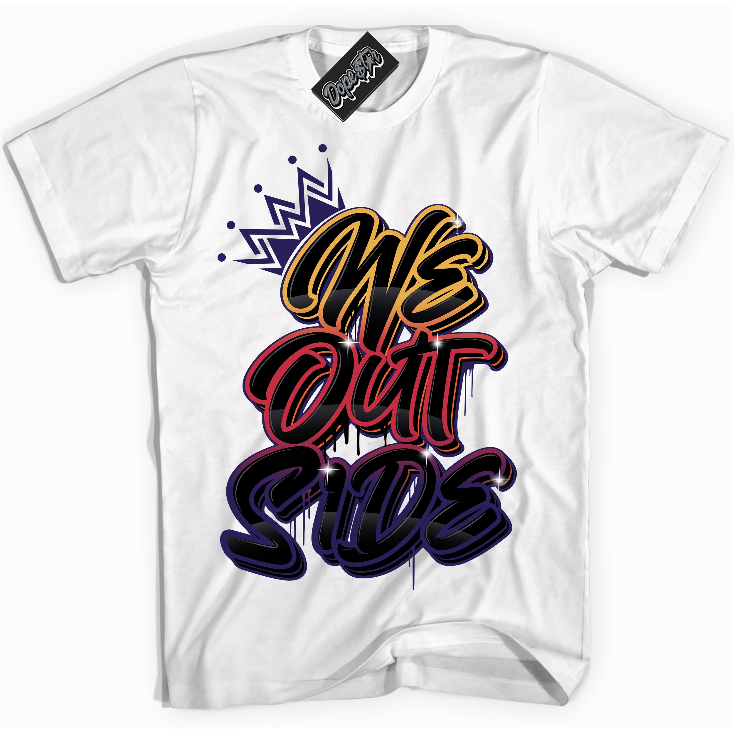 Cool White Shirt with “ We Outside” design that perfectly matches J Balvin Rio 3s Sneakers.