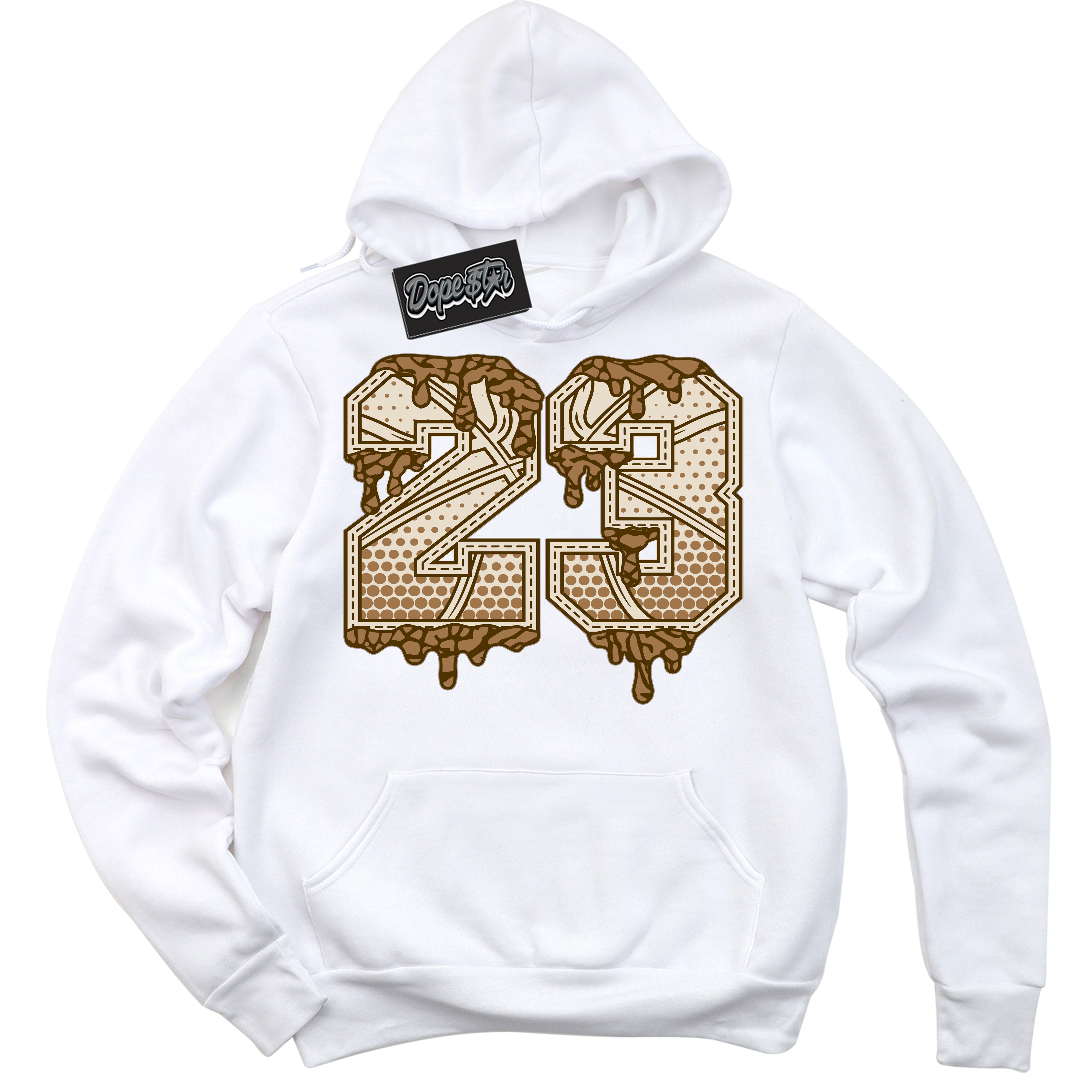 Cool White Graphic DopeStar Hoodie with “ 23 Ball “ print, that perfectly matches Palomino 3s sneakers