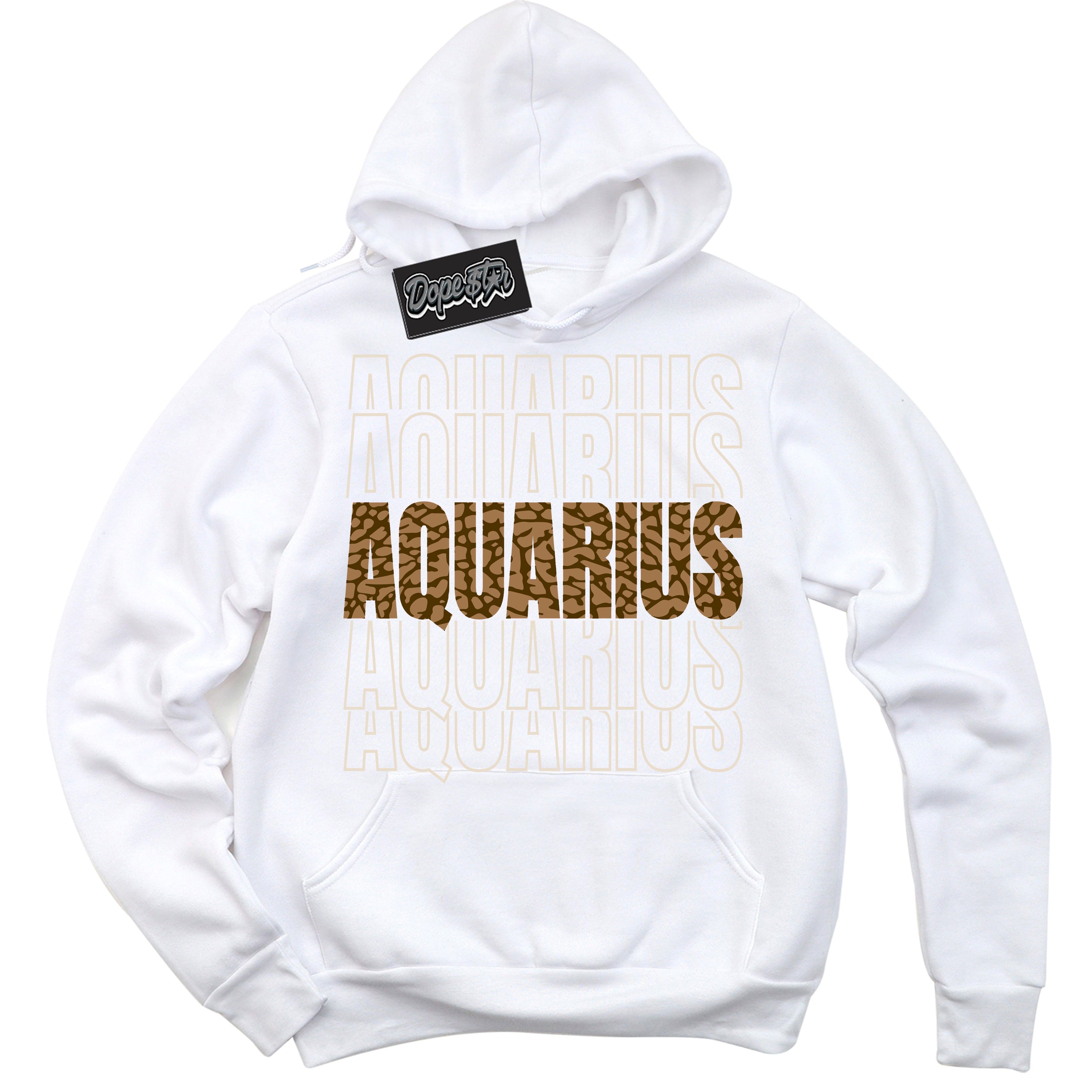 Cool White Graphic DopeStar Hoodie with “ Aquarius “ print, that perfectly matches Palomino 3s sneakers