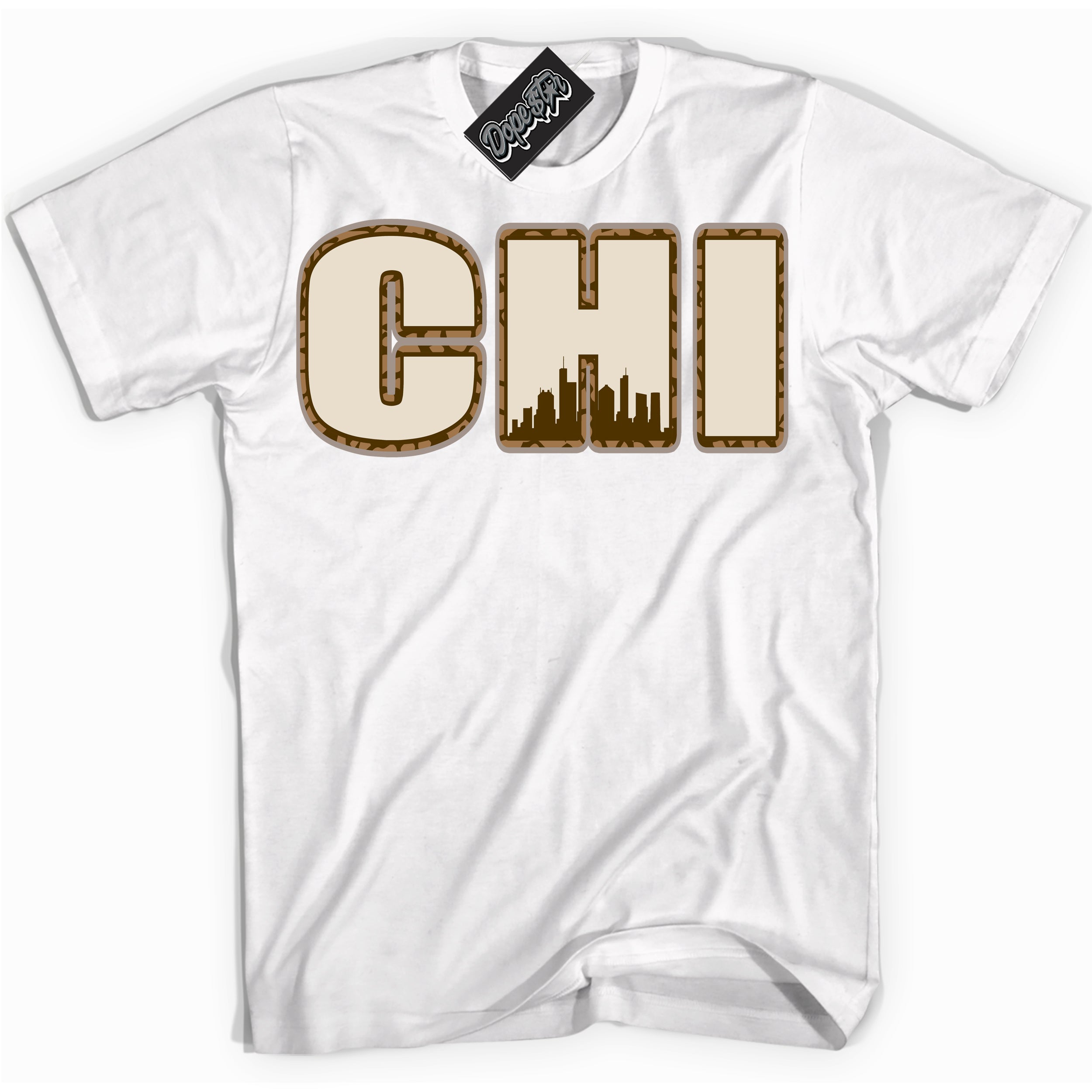 Cool White graphic tee with “ Chicago ” design, that perfectly matches Palomino 3s sneakers 