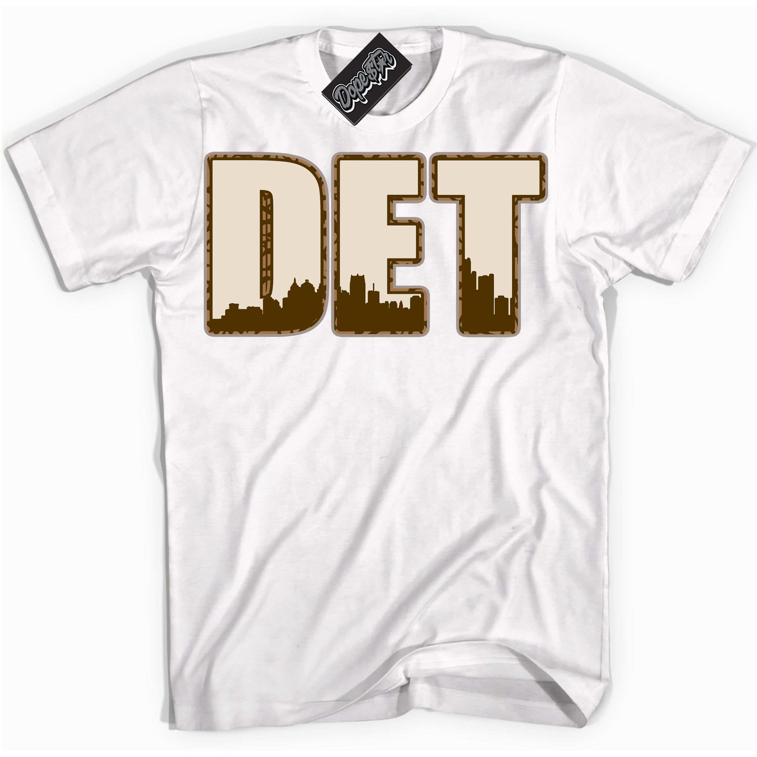 Cool White graphic tee with “ Detroit ” design, that perfectly matches Palomino 3s sneakers 