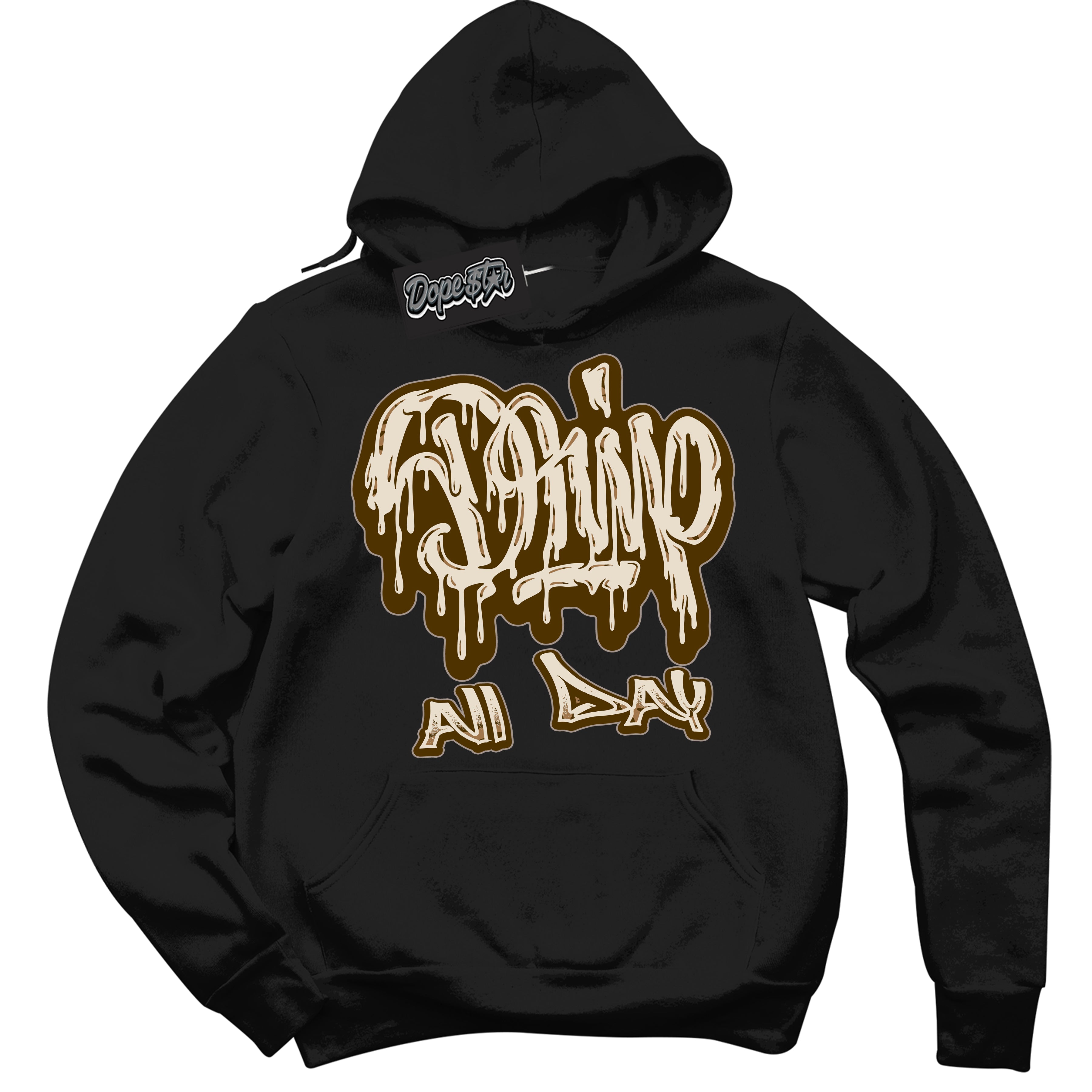 Cool Black Graphic DopeStar Hoodie with “ Drip All Day “ print, that perfectly matches Palomino 3s sneakers