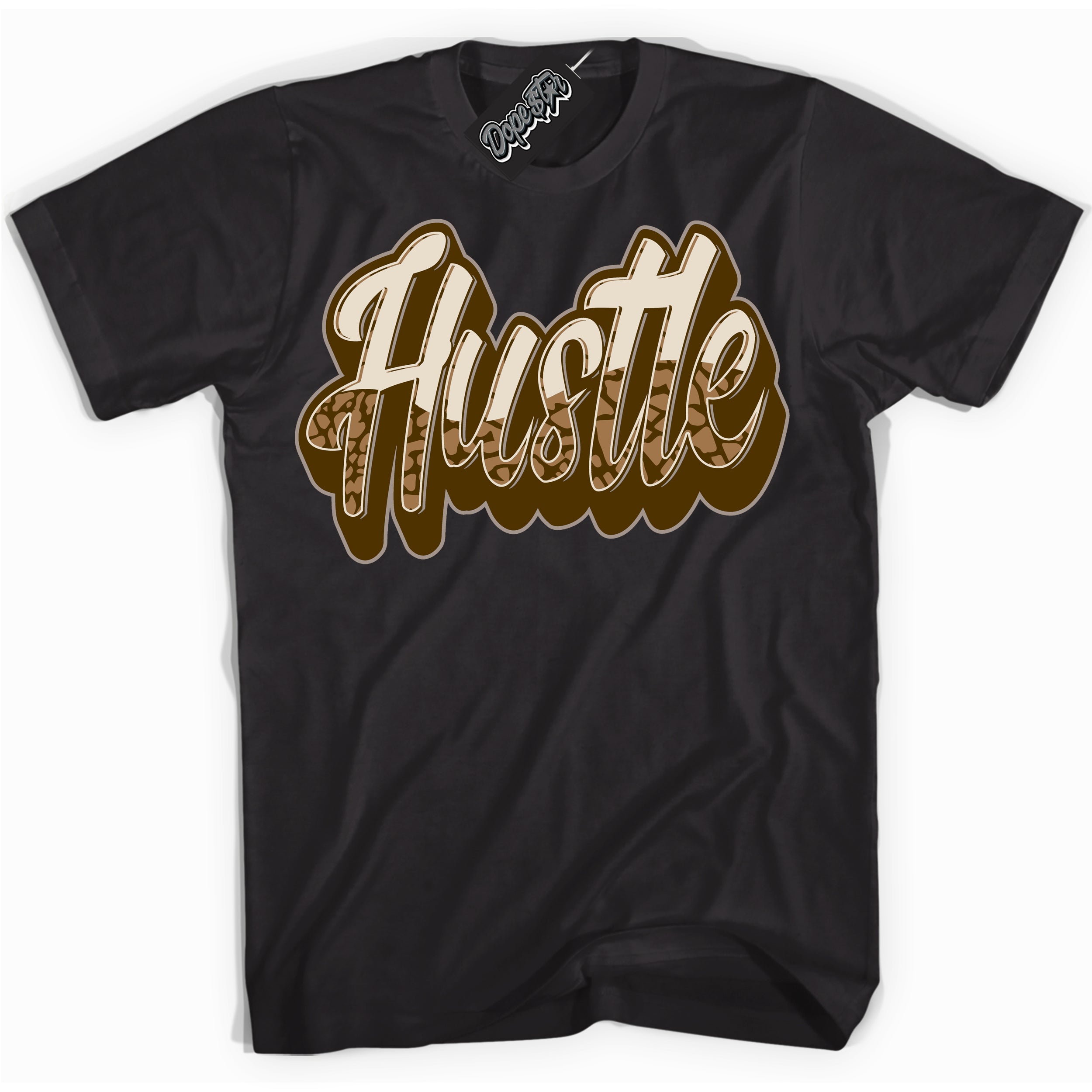 Cool Black graphic tee with “ Hustle ” design, that perfectly matches Palomino 3s sneakers 