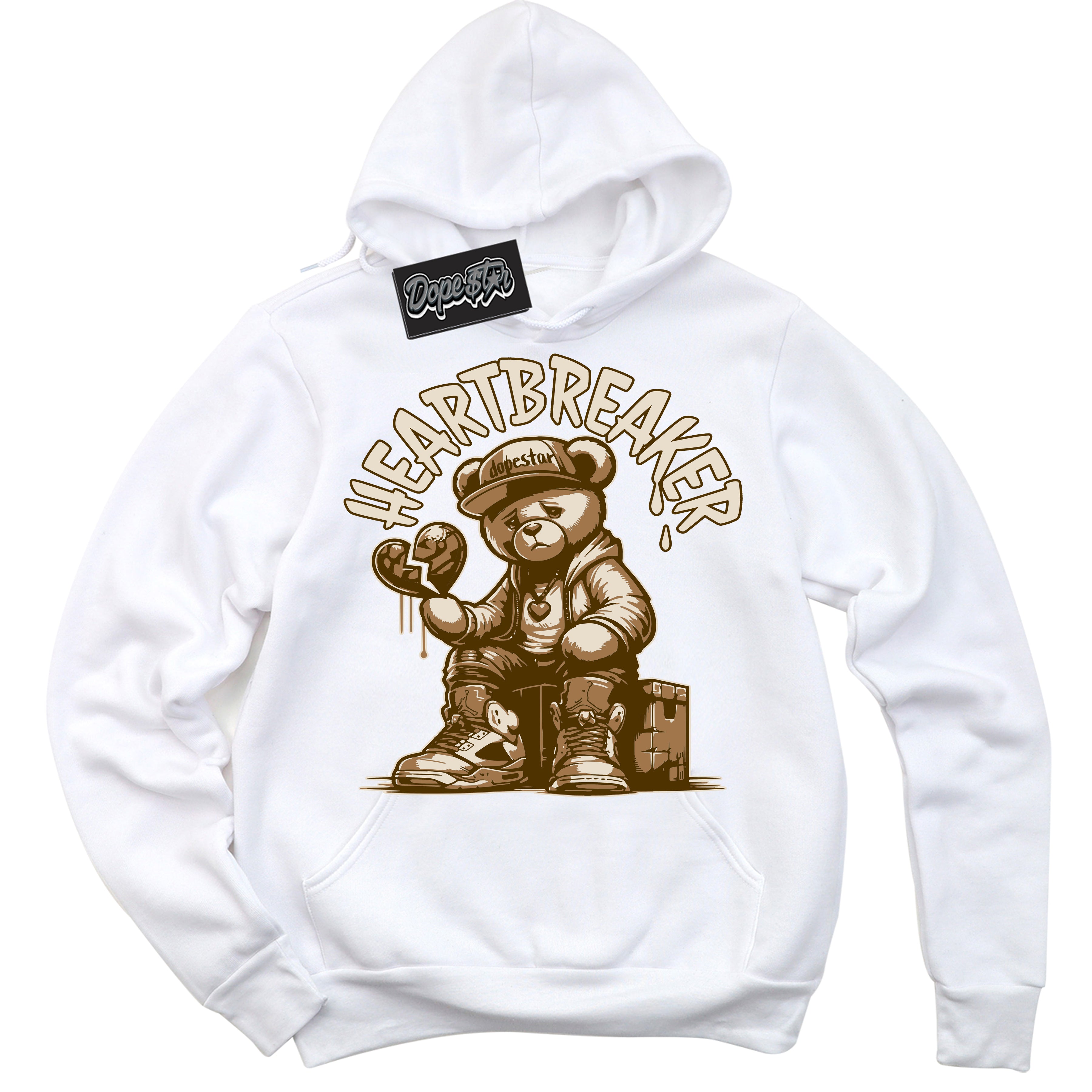 Cool White Graphic DopeStar Hoodie with “ Heartbreaker Bear “ print, that perfectly matches Palomino 3s sneakers