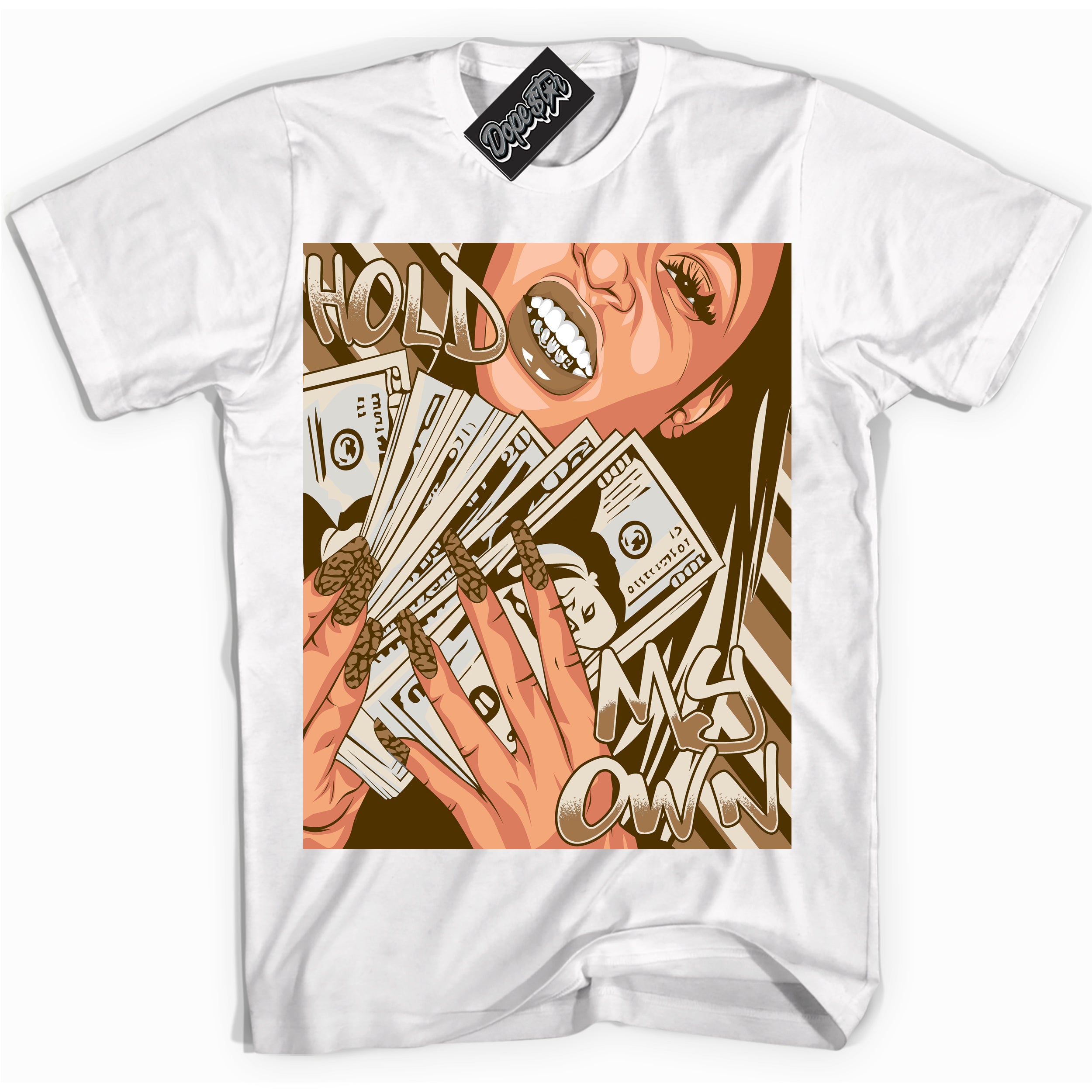 Cool White graphic tee with “ Hold My Own ” design, that perfectly matches Palomino 3s sneakers 