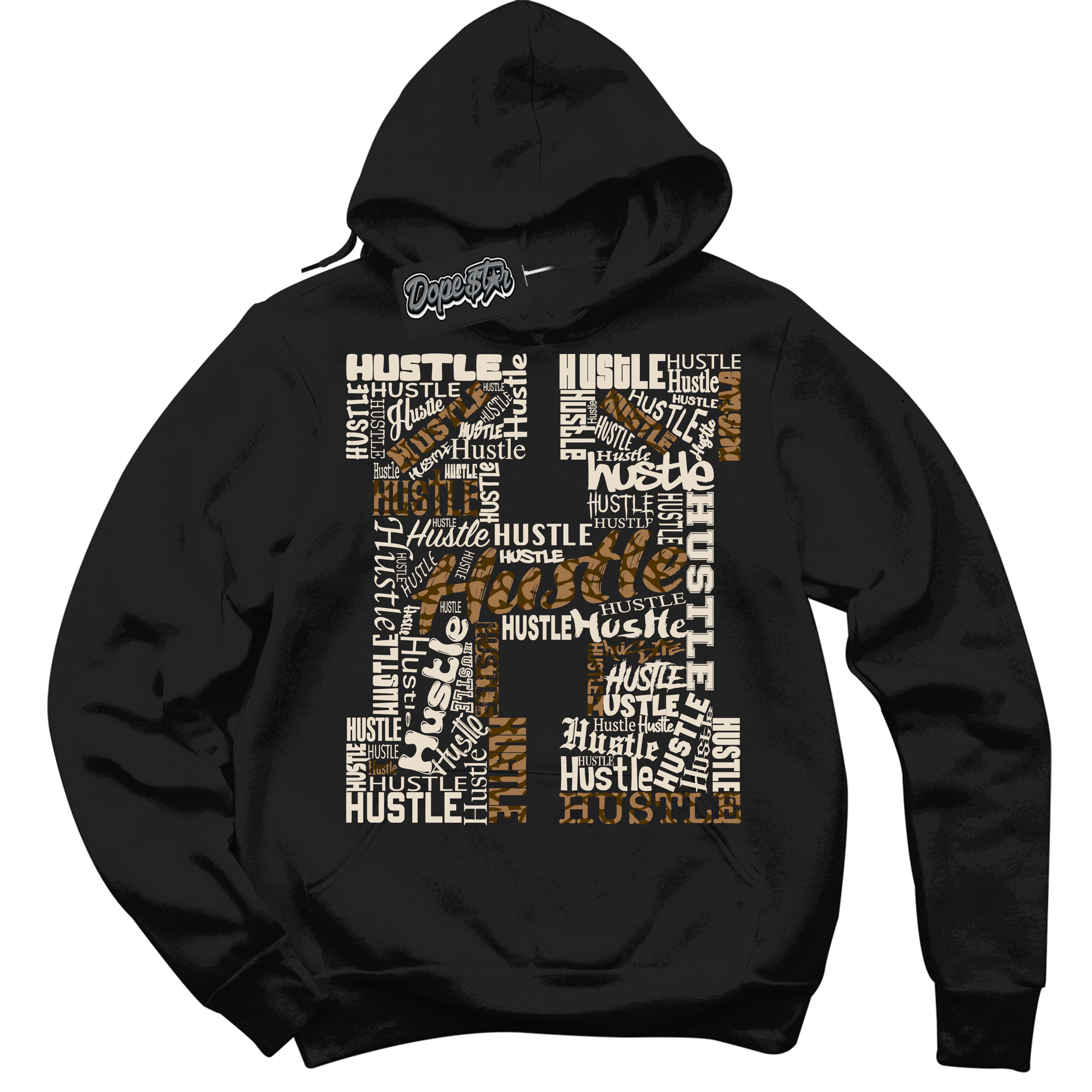 Cool Black Graphic DopeStar Hoodie with “ Hustle H “ print, that perfectly matches Palomino 3s sneakers