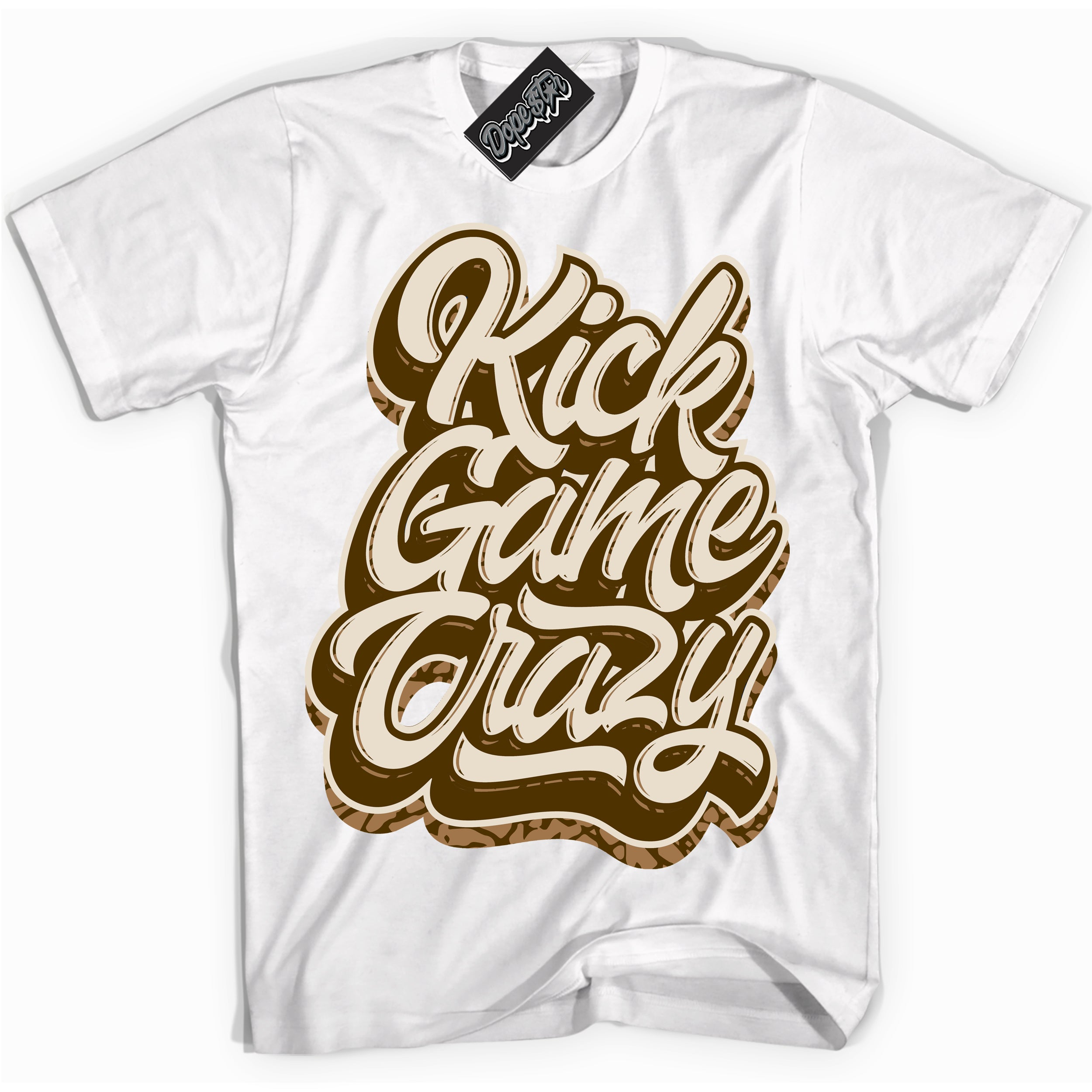 Cool White graphic tee with “ Kick Game Crazy ” design, that perfectly matches Palomino 3s sneakers 
