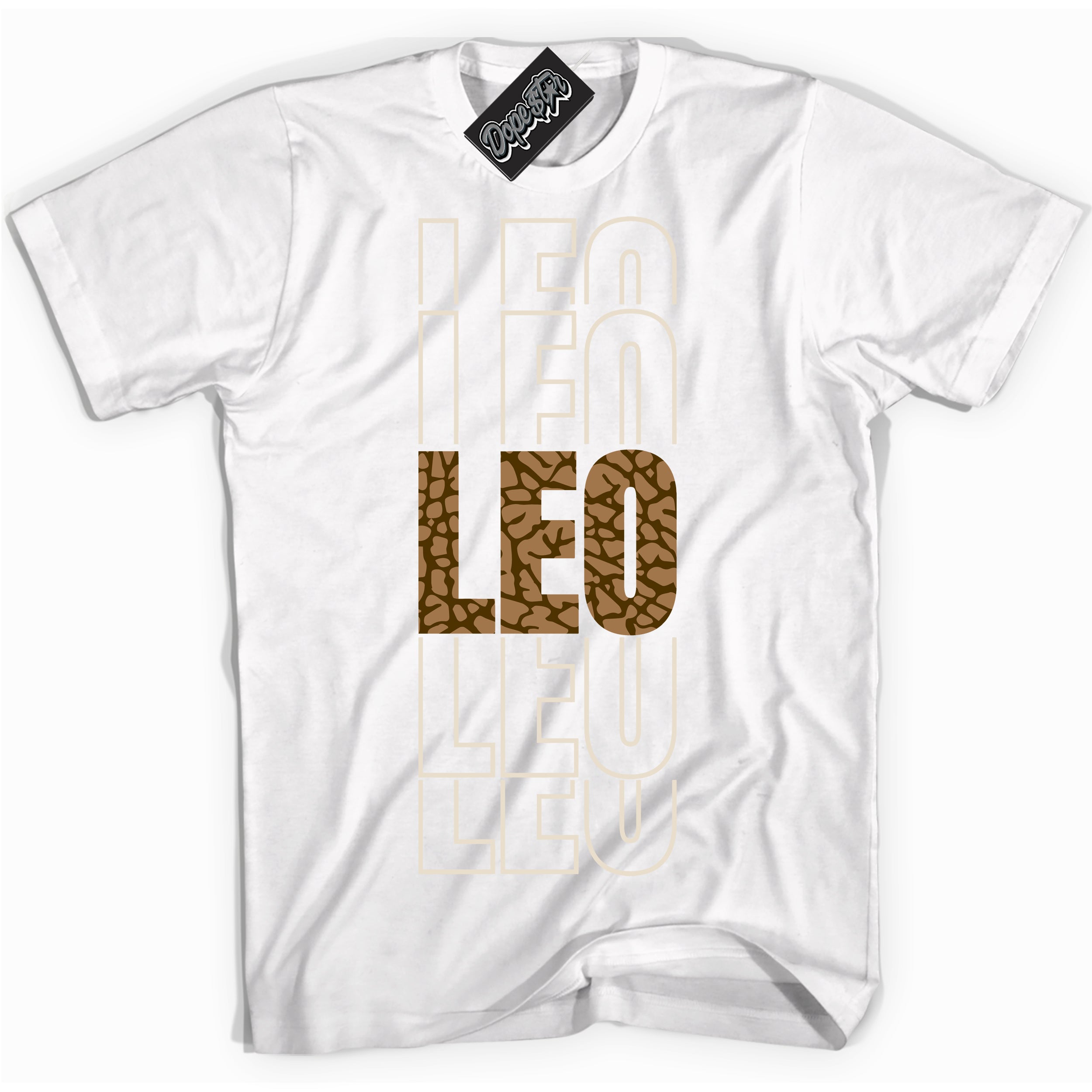 Cool White graphic tee with “ Leo ” design, that perfectly matches Palomino 3s sneakers 