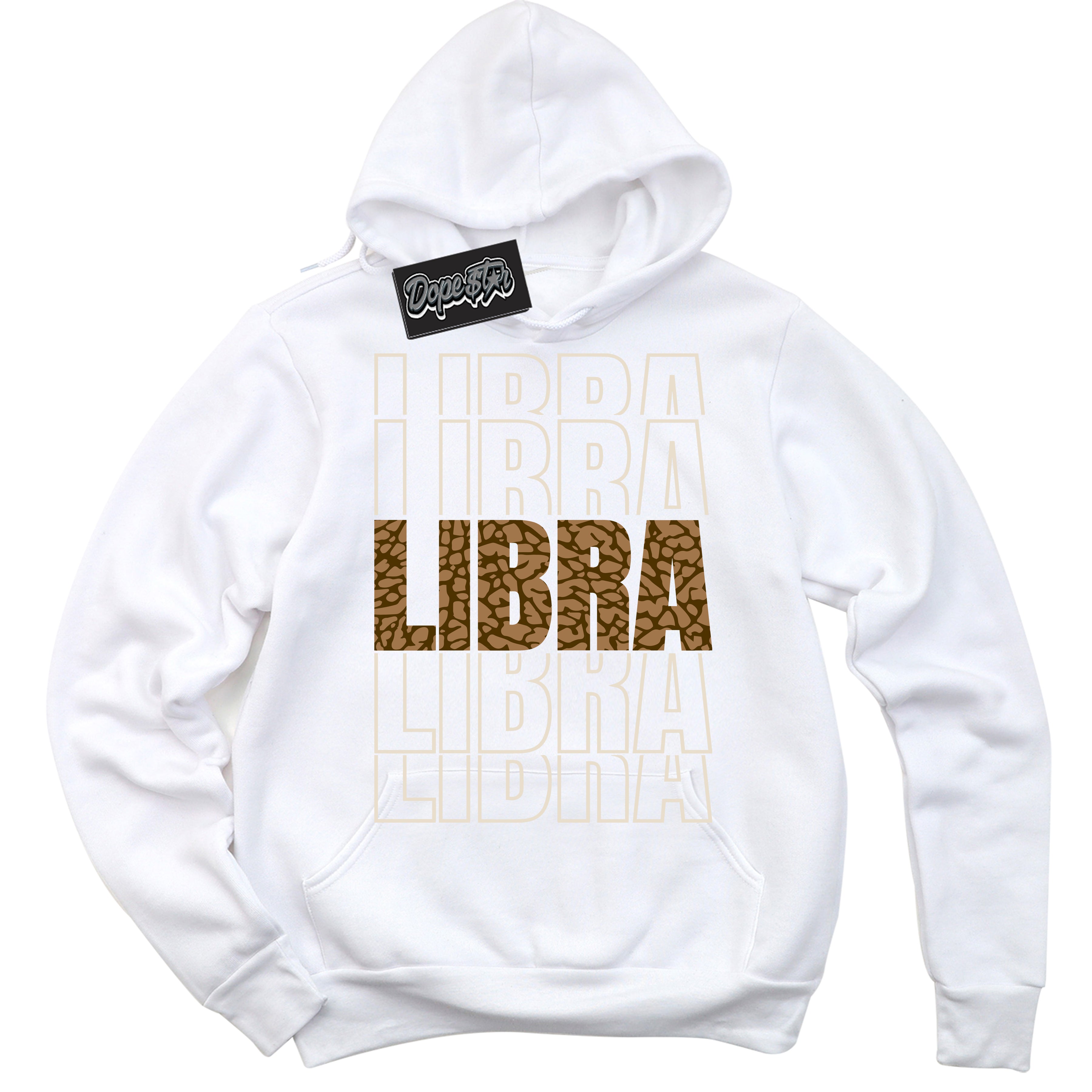 Cool White Graphic DopeStar Hoodie with “ Libra “ print, that perfectly matches Palomino 3s sneakers