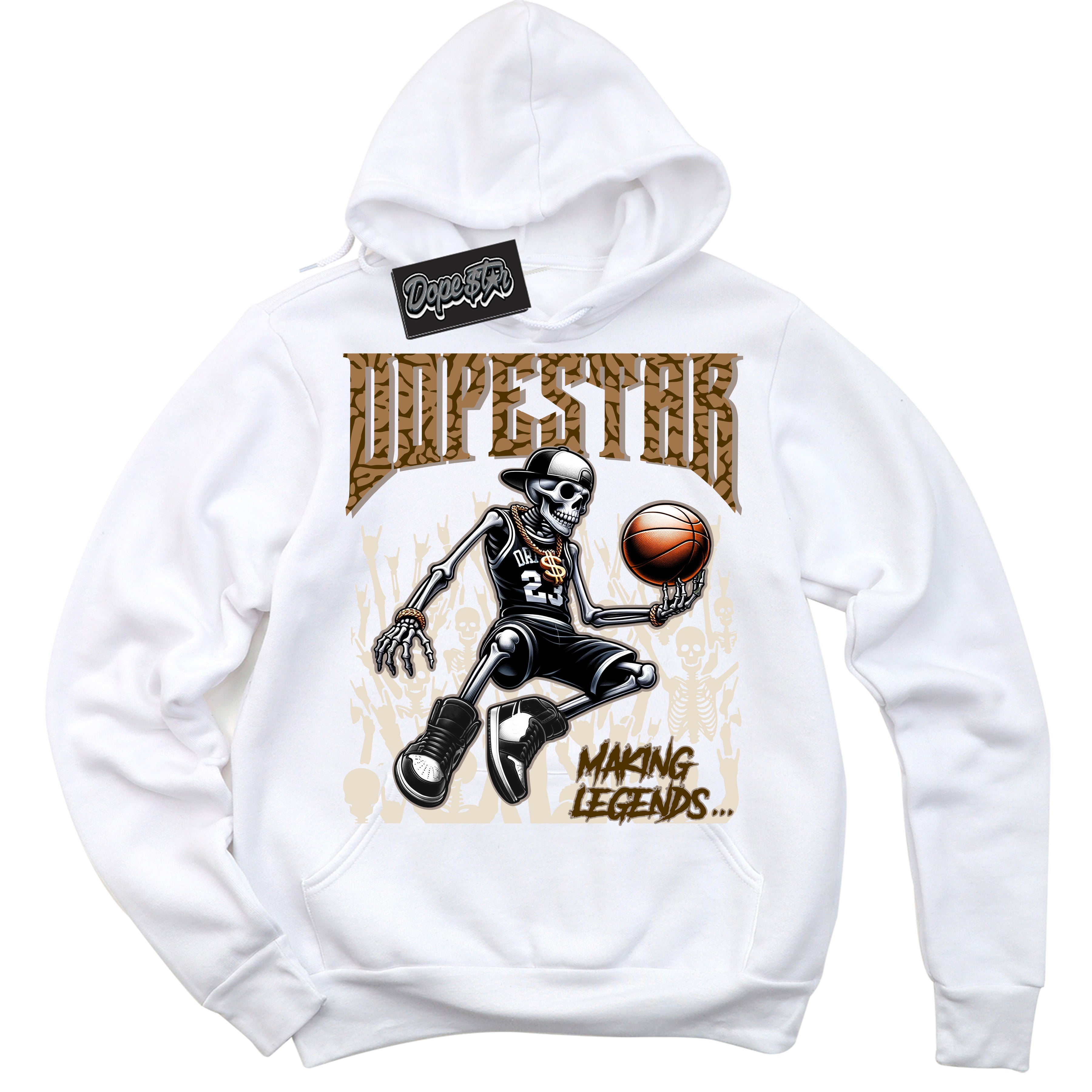 Cool White Hoodie with “ Making Legends ”  design that Perfectly Matches Palomino 3s Sneakers.